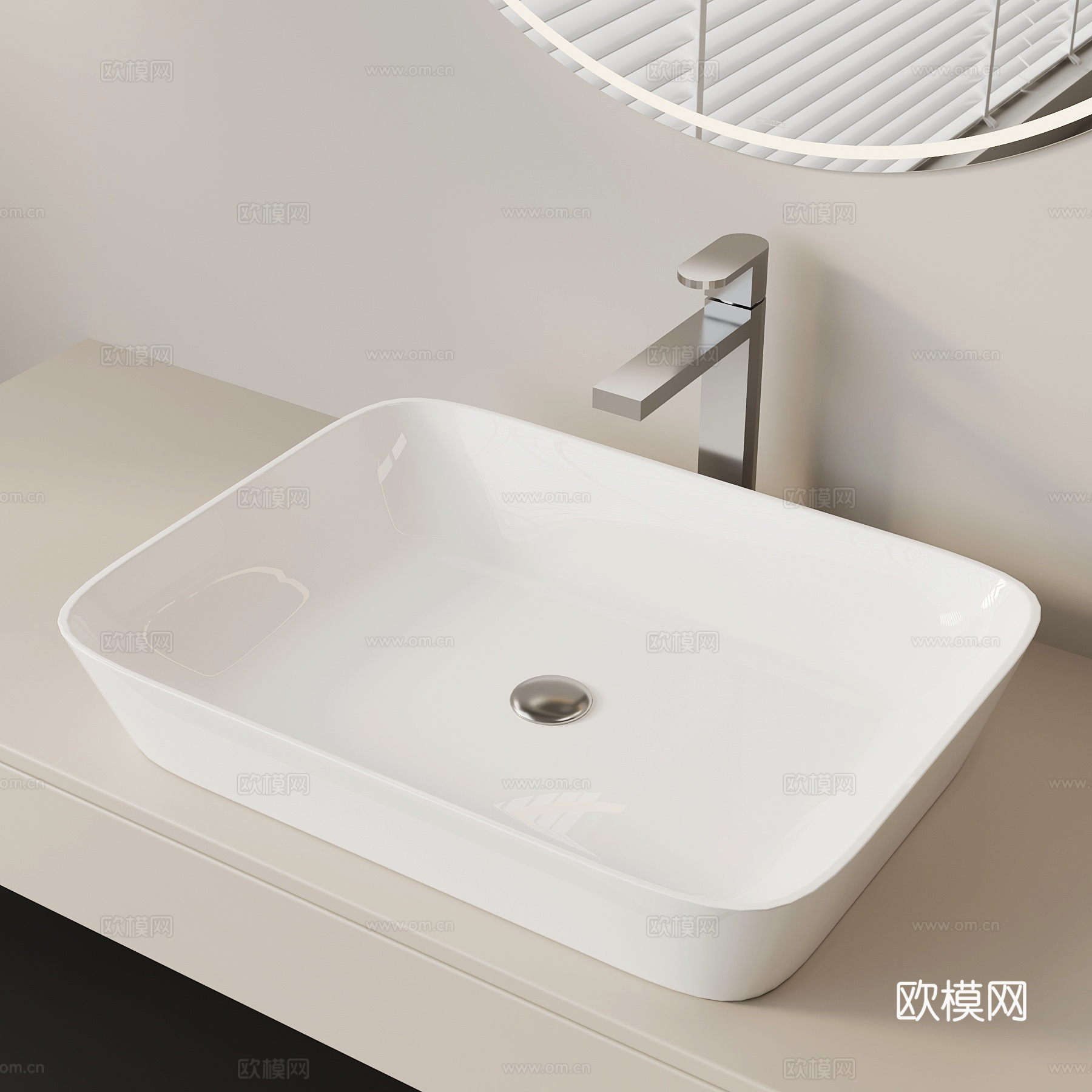 现代台盆 台上盆su模型