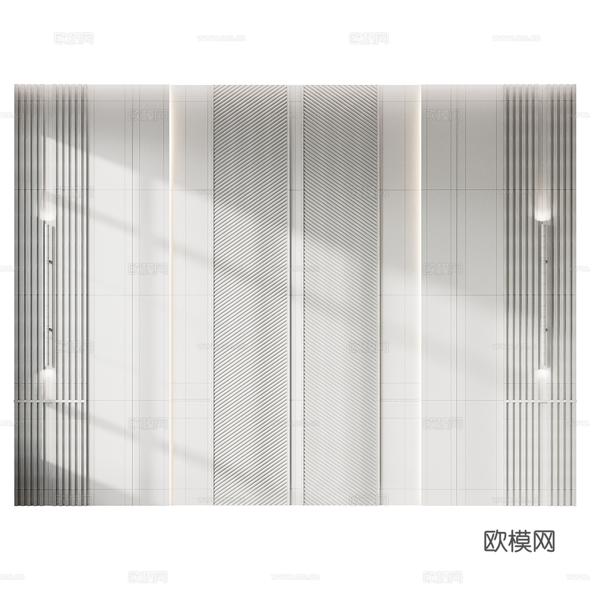 现代轻奢装饰墙板 背景墙3d模型下载（渲染图3）