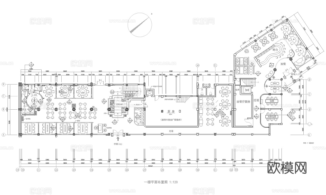2000平酒楼餐厅 最新全套施工图合集cad施工图