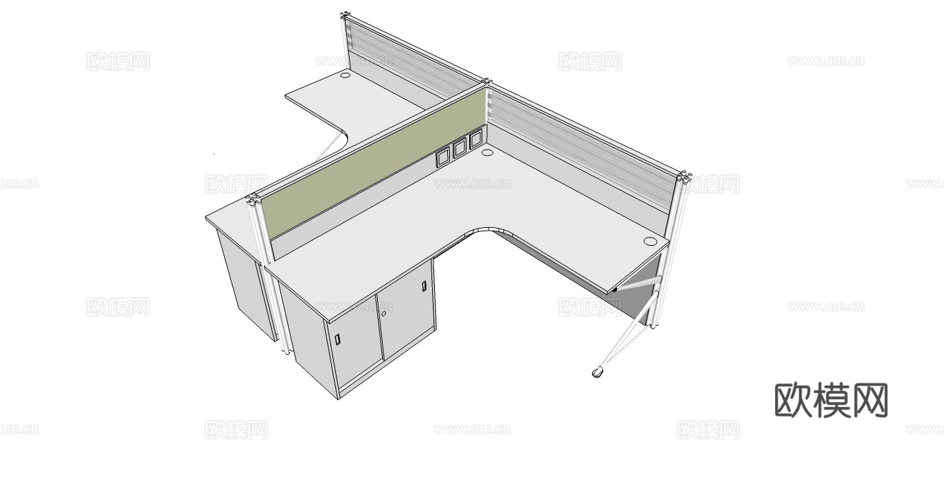 办公桌 工位 屏风卡位su模型