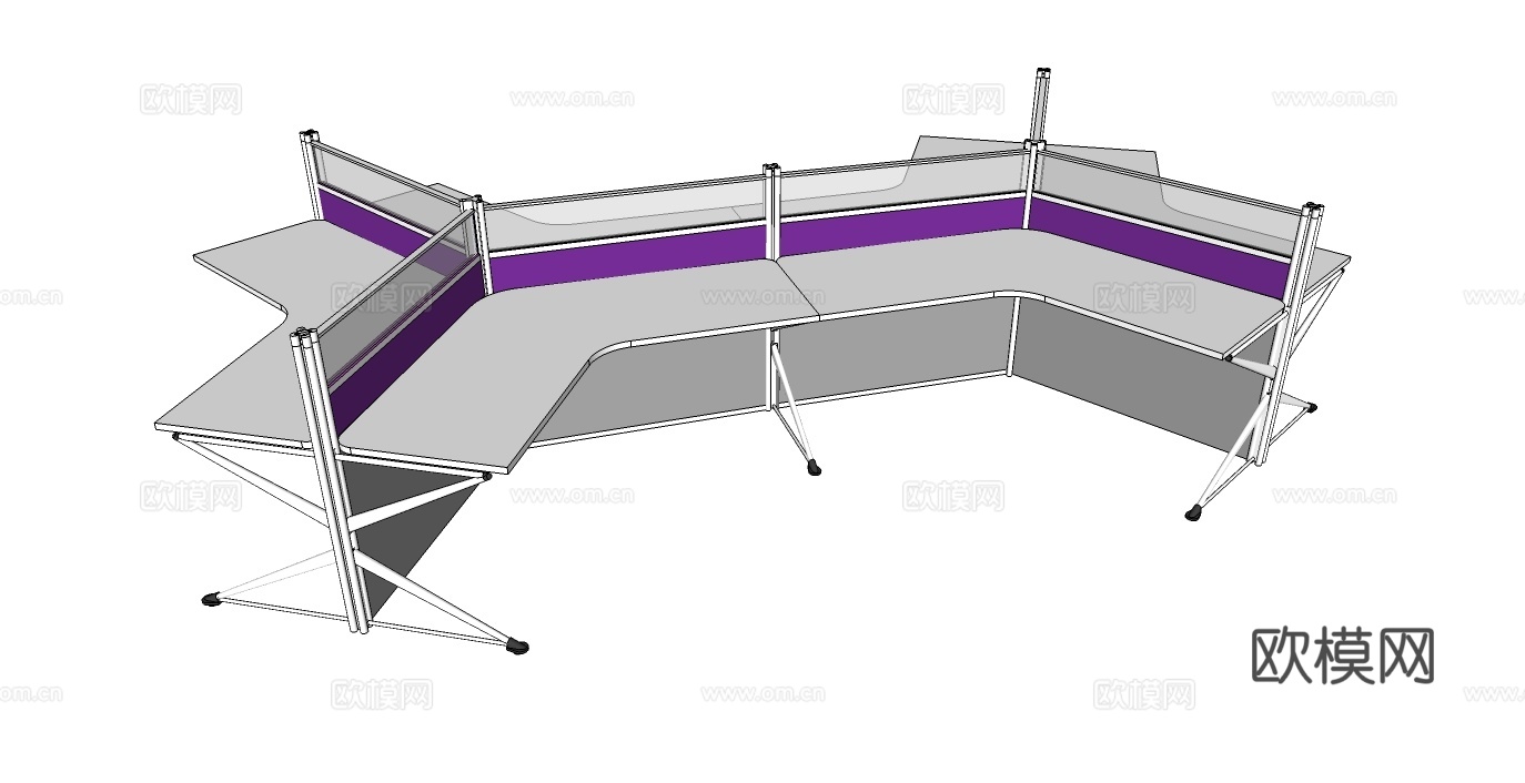 办公桌 工位 屏风卡位su模型
