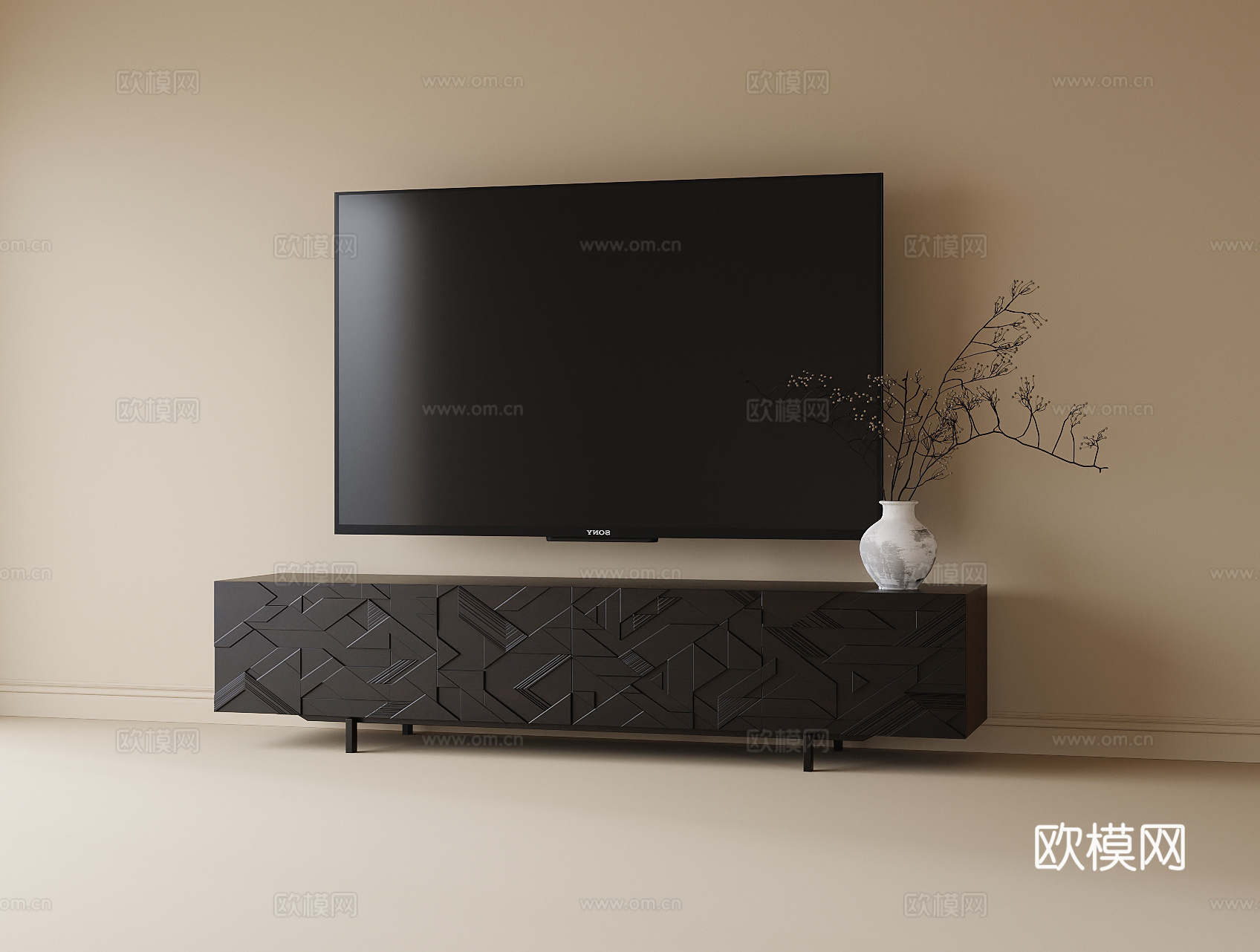 现代电视柜su模型