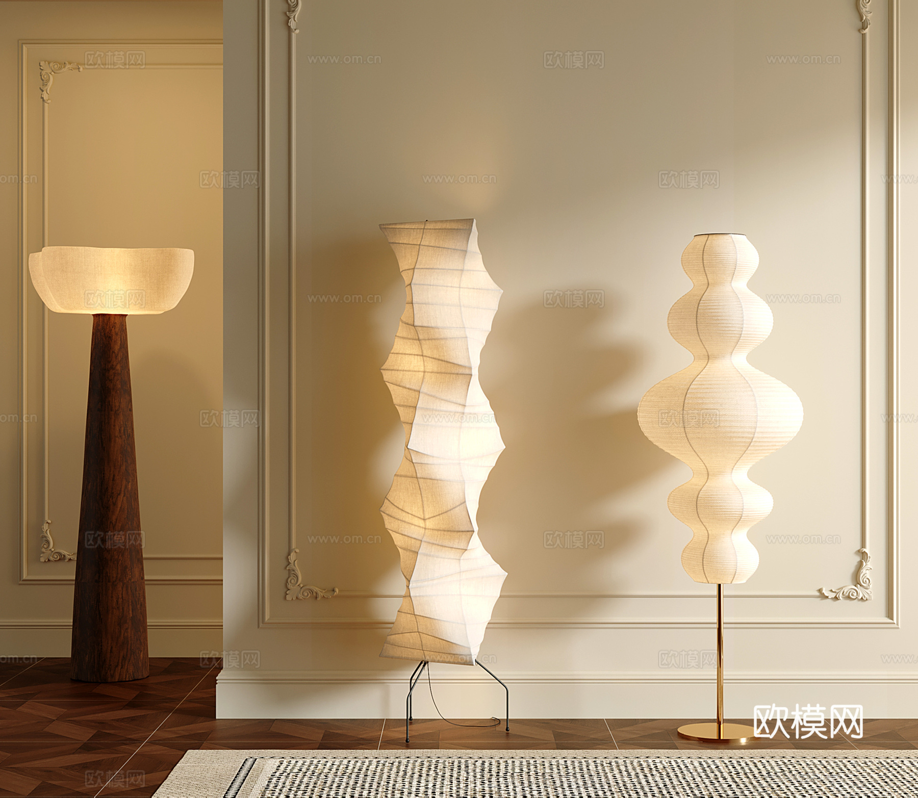 中古落地灯 奶油风落地灯 氛围灯 亚克力落地灯3d模型下载