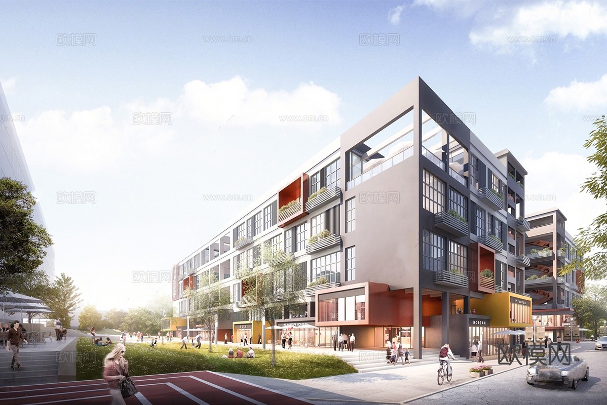 现代产业园建筑 文创建筑su模型