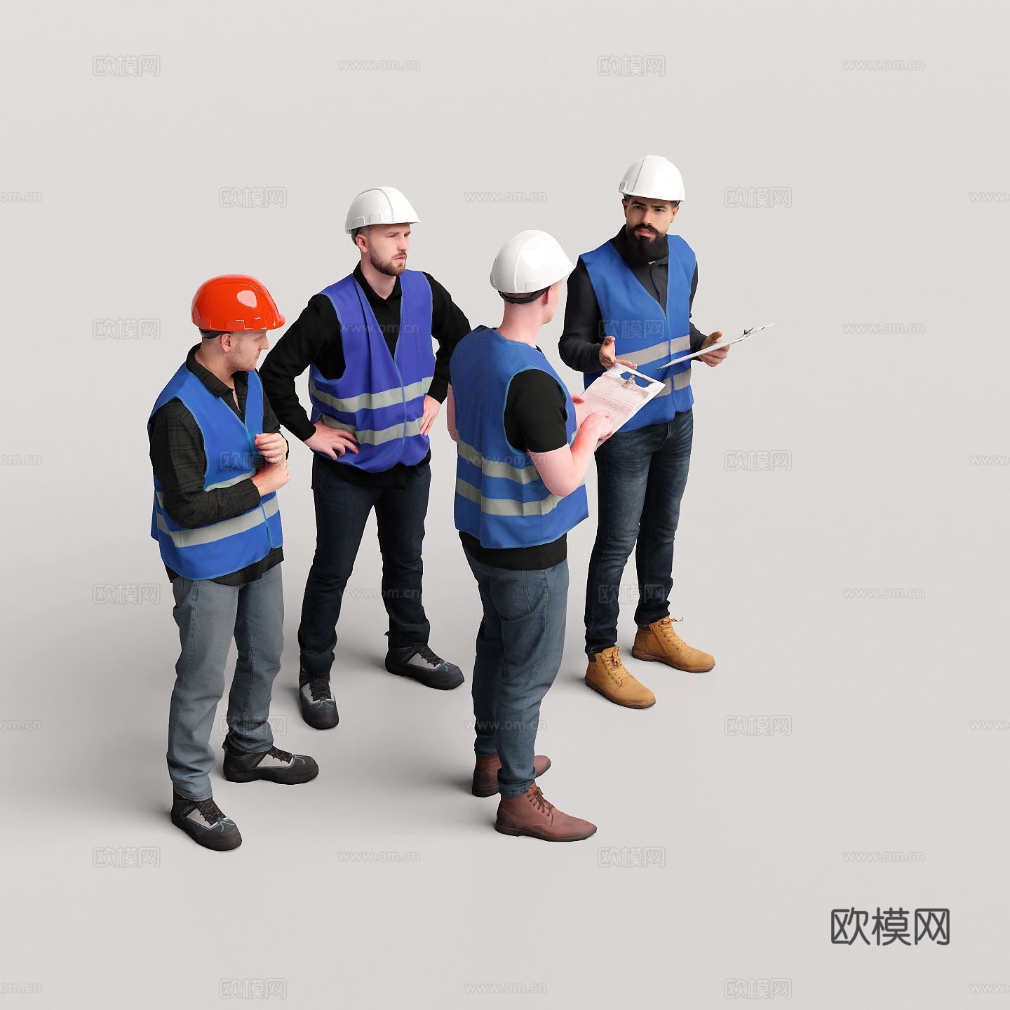 工地施工人员  项目经理 监工指挥人员3d模型下载