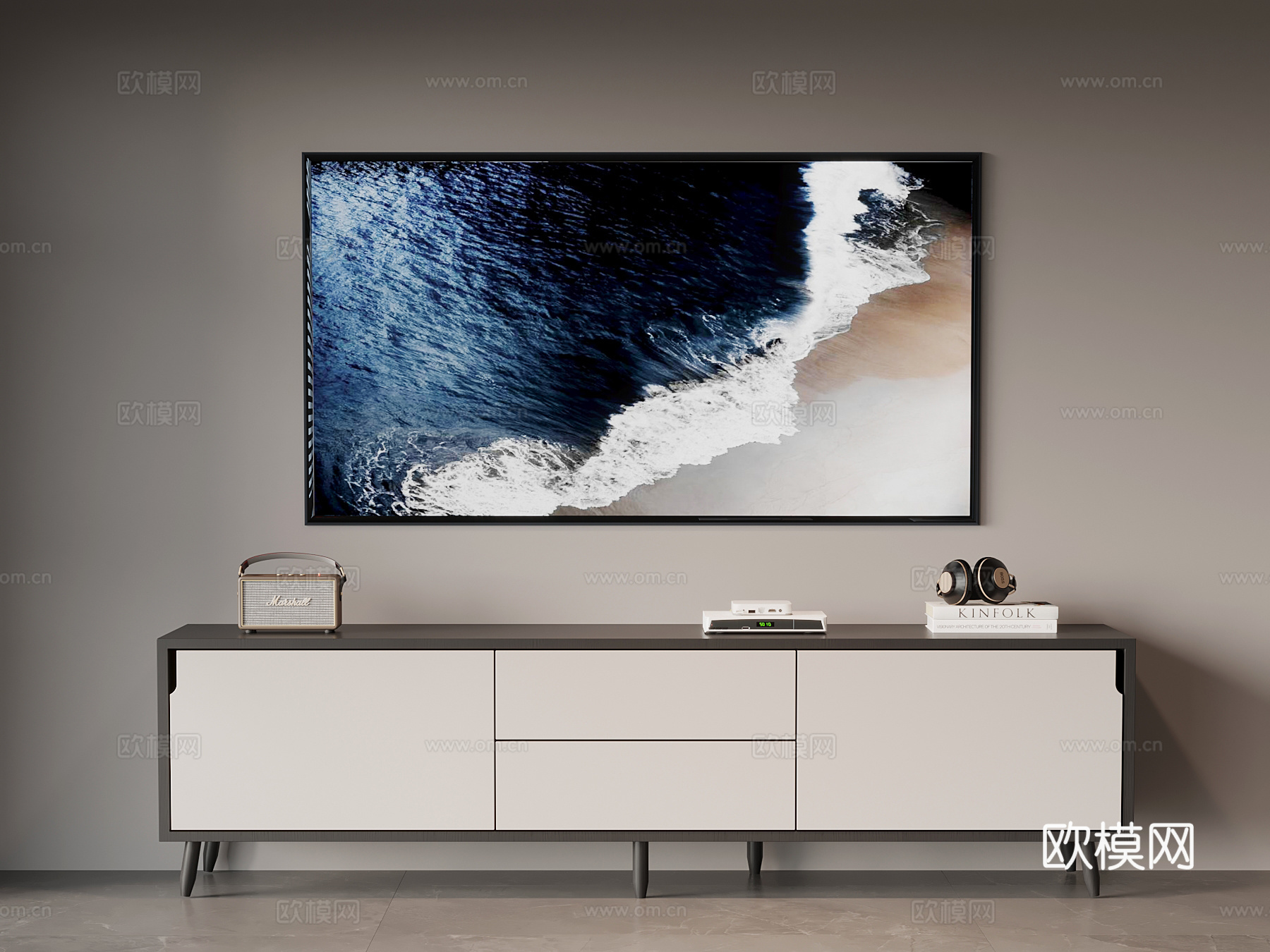 现代意式电视柜su模型