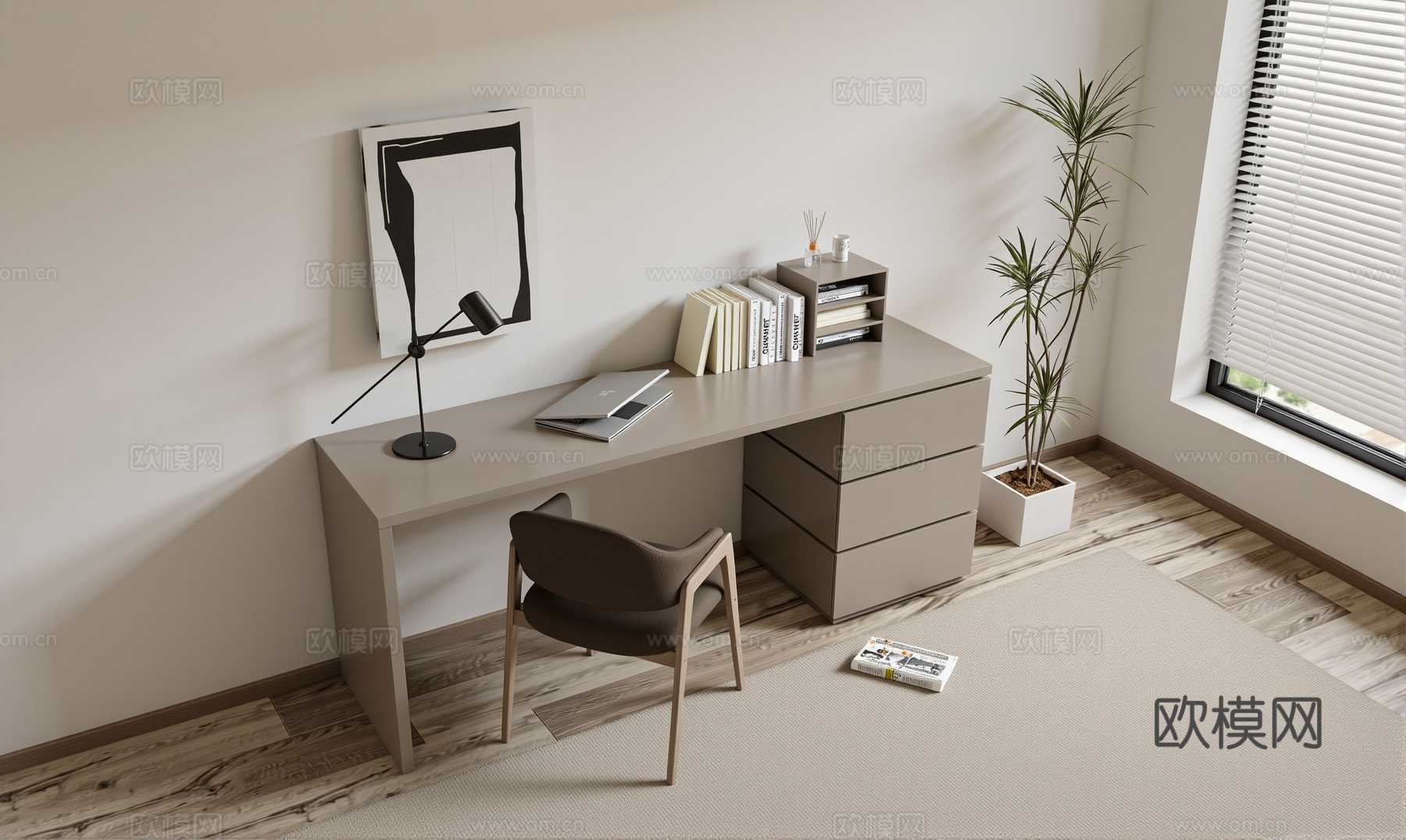 现代简约书房su模型