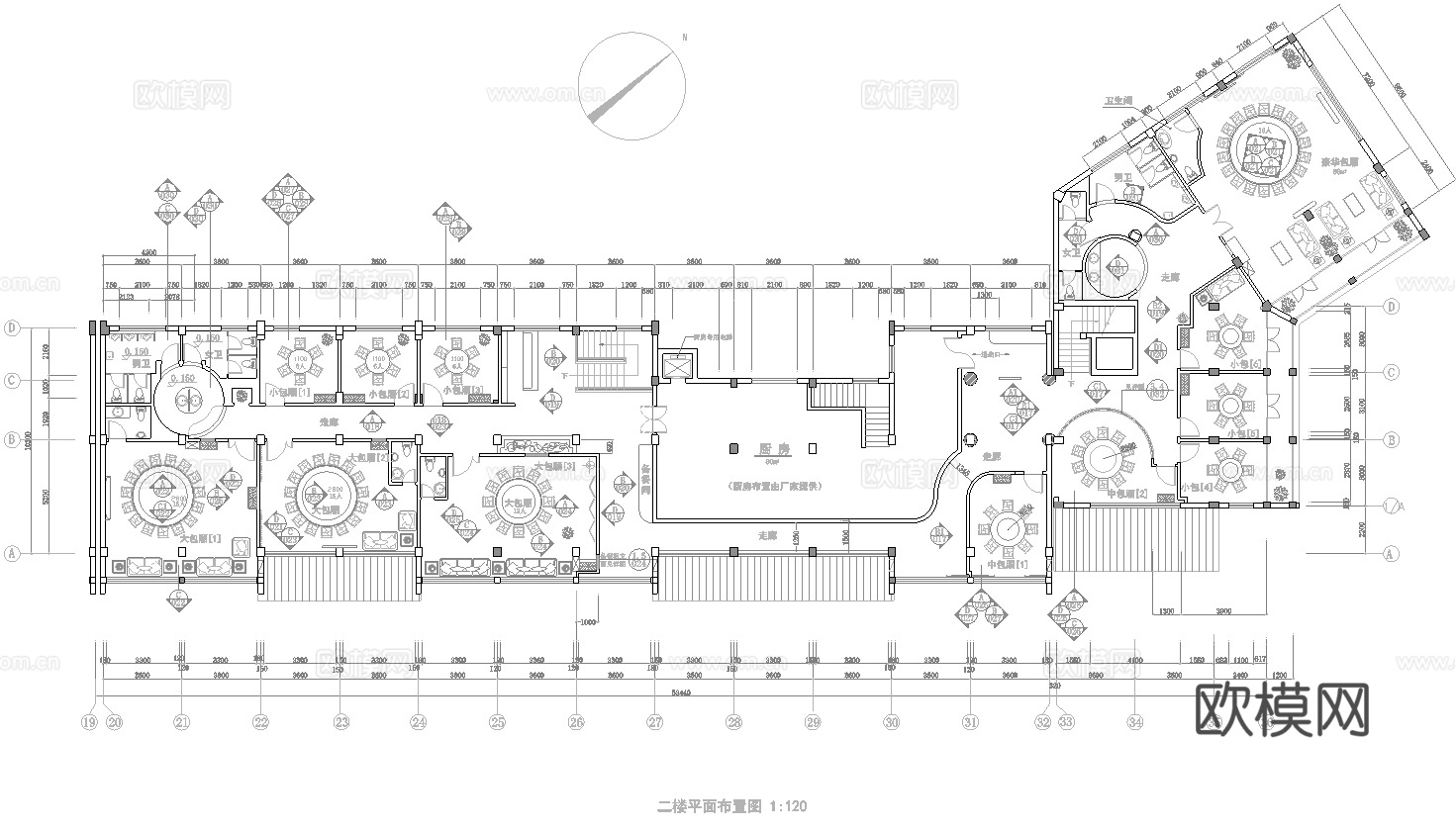 2000平酒楼餐厅 最新全套施工图合集cad施工图