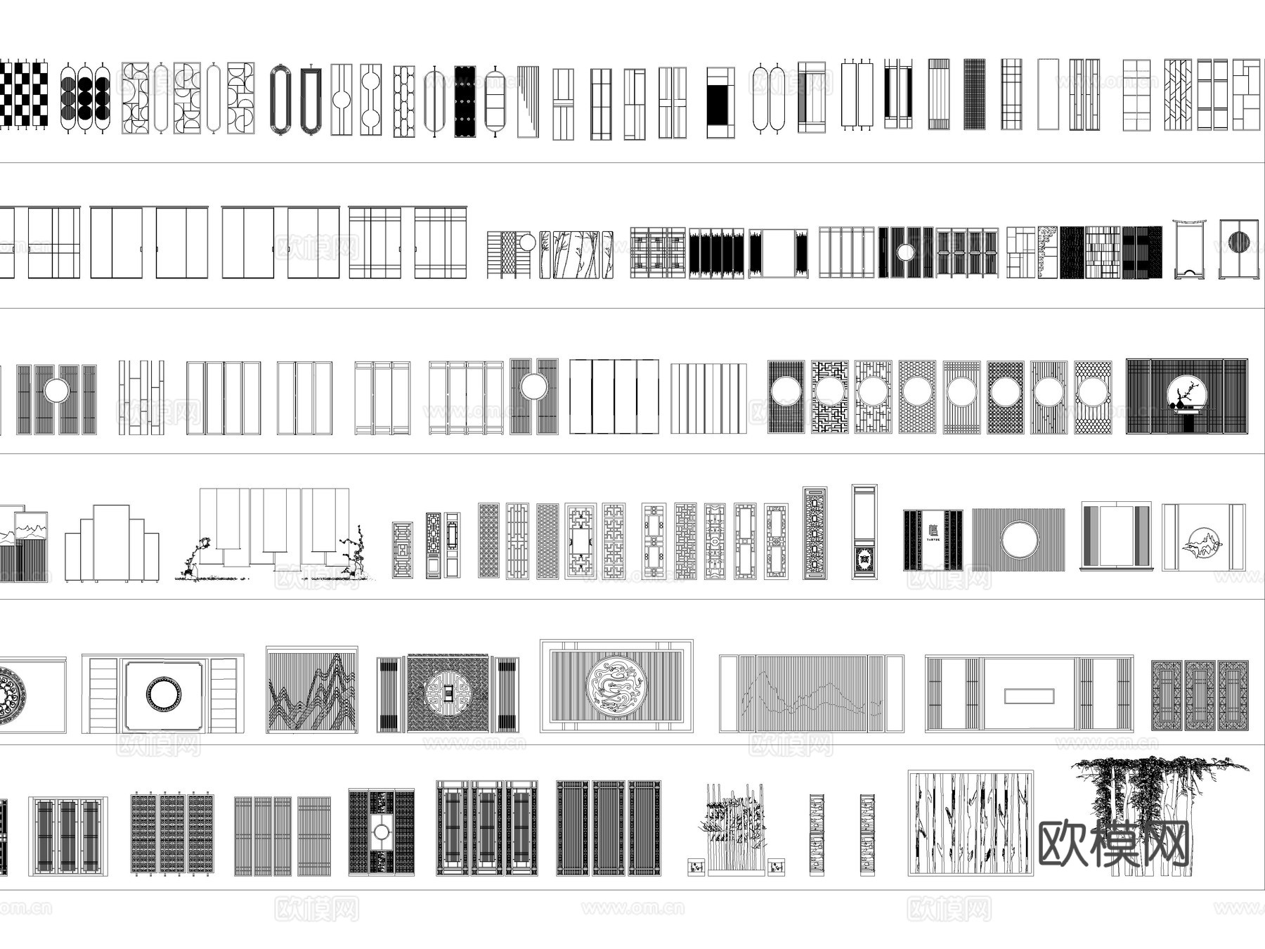 2026年最新屏风隔断玻璃屏风原木隔断铝合金屏风隔CAD图库cad施工图