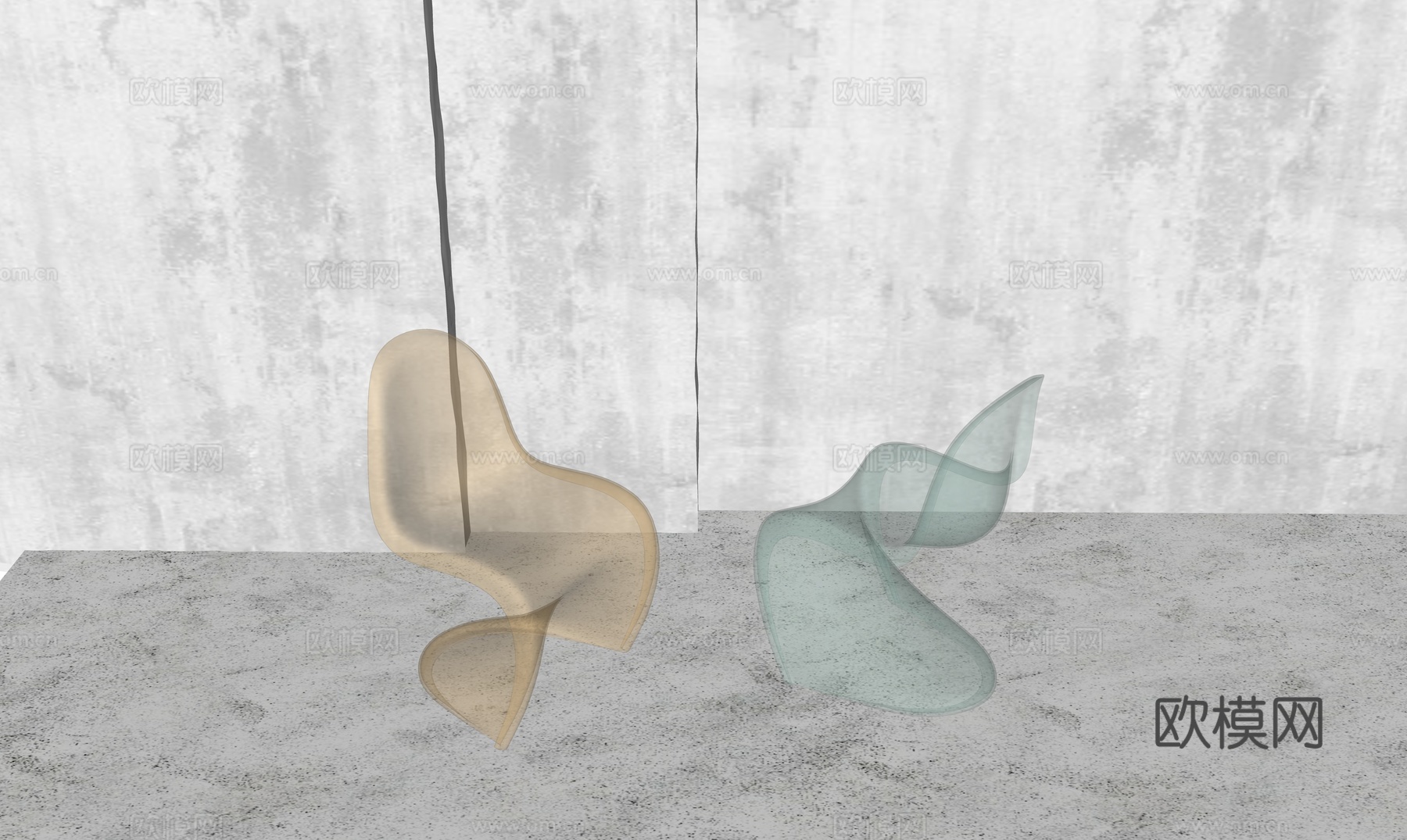 现代亚克力椅子su模型