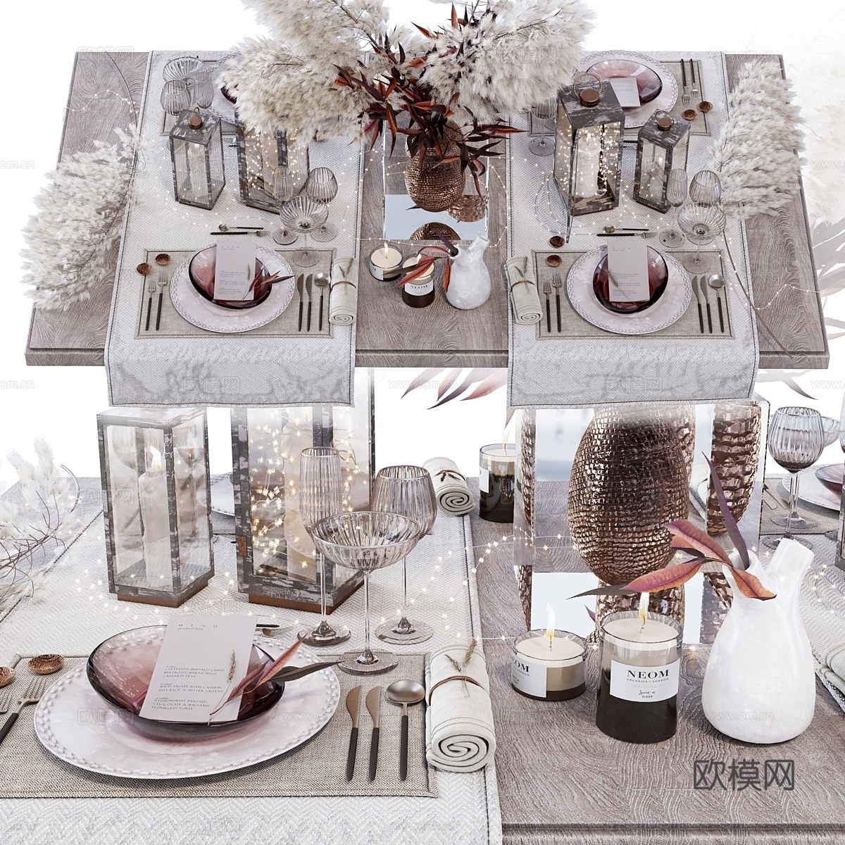 奢华餐桌布置 B3d模型下载