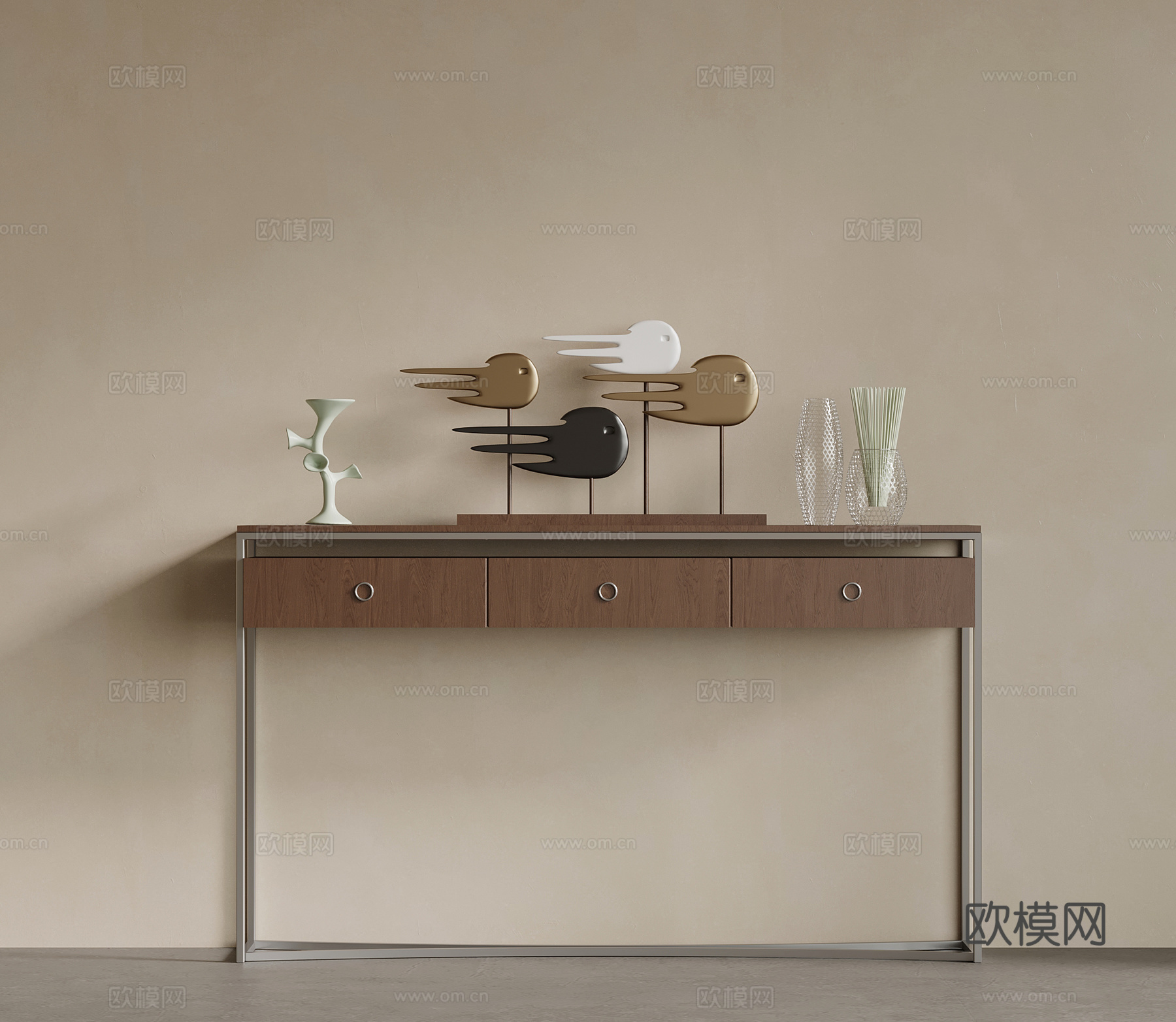 新中式玄关柜 端景柜 边柜3d模型下载