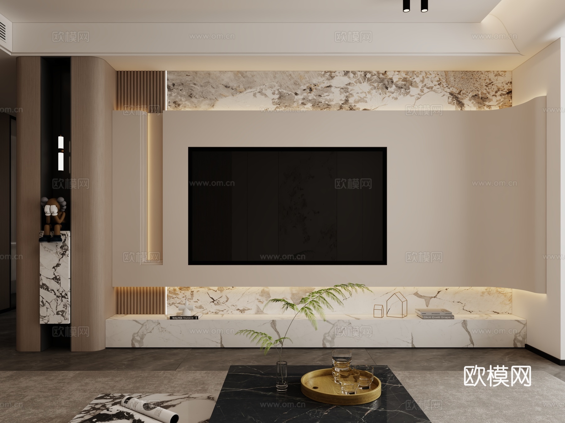 现代电视背景墙3d模型下载