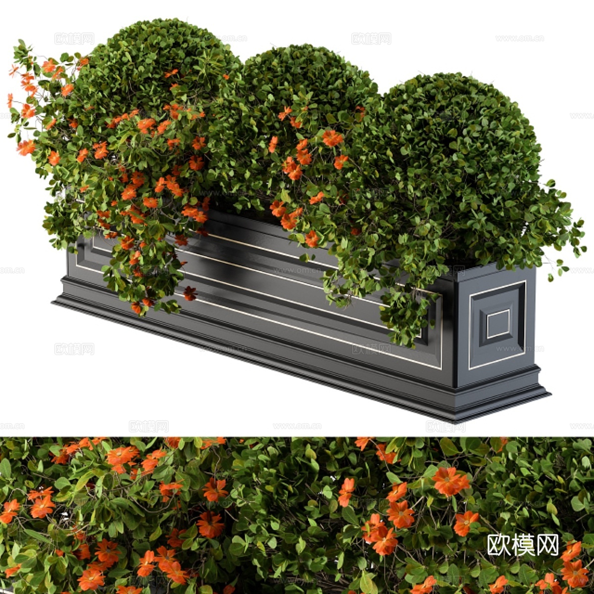 经典窗台花箱3d模型下载