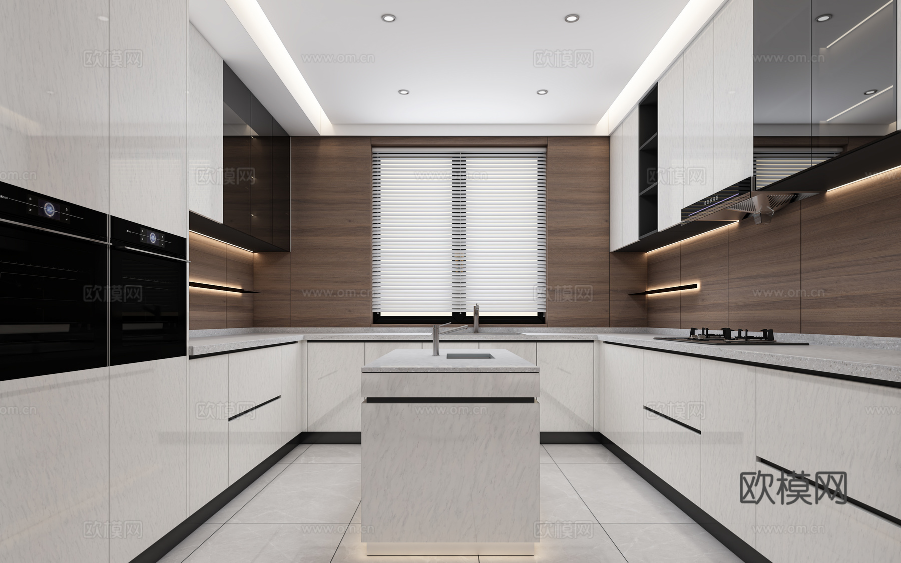 现代厨房3d模型下载