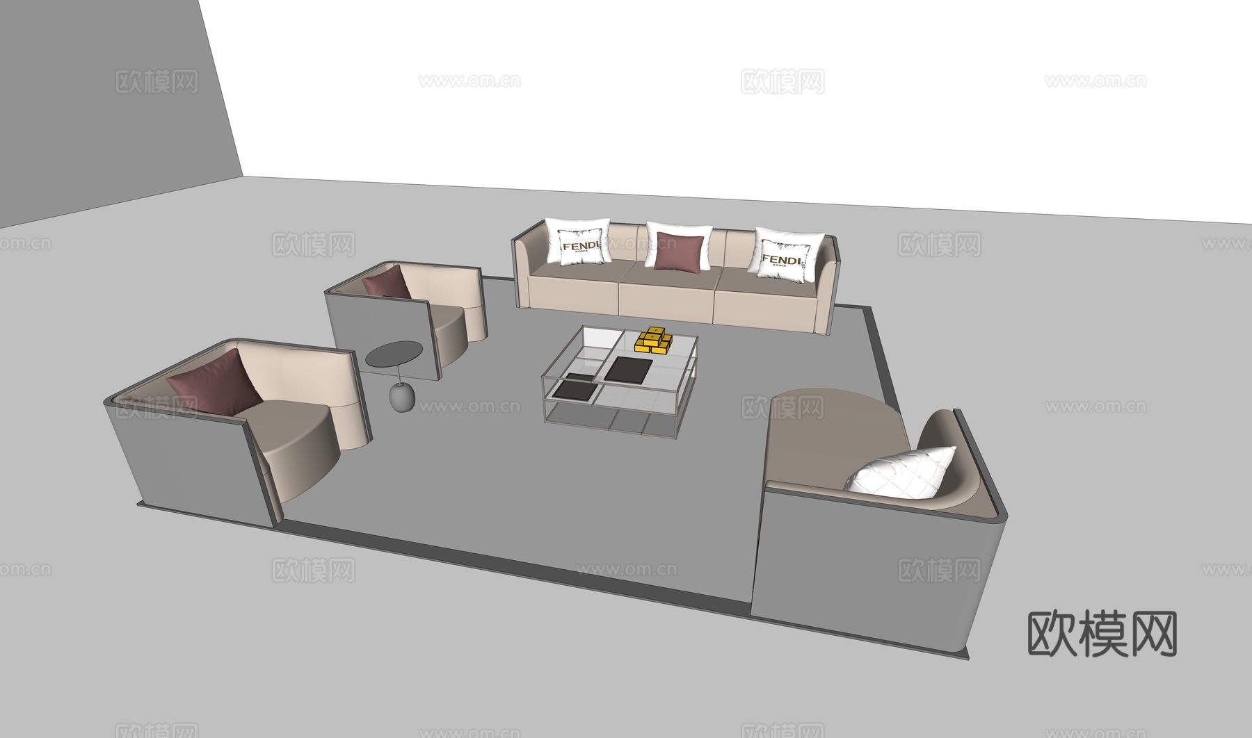 沙发 不锈钢沙发su模型