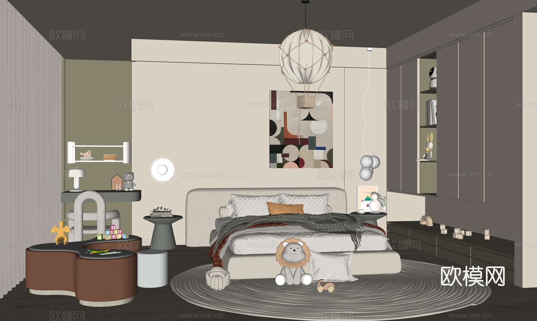 现代儿童卧室su模型