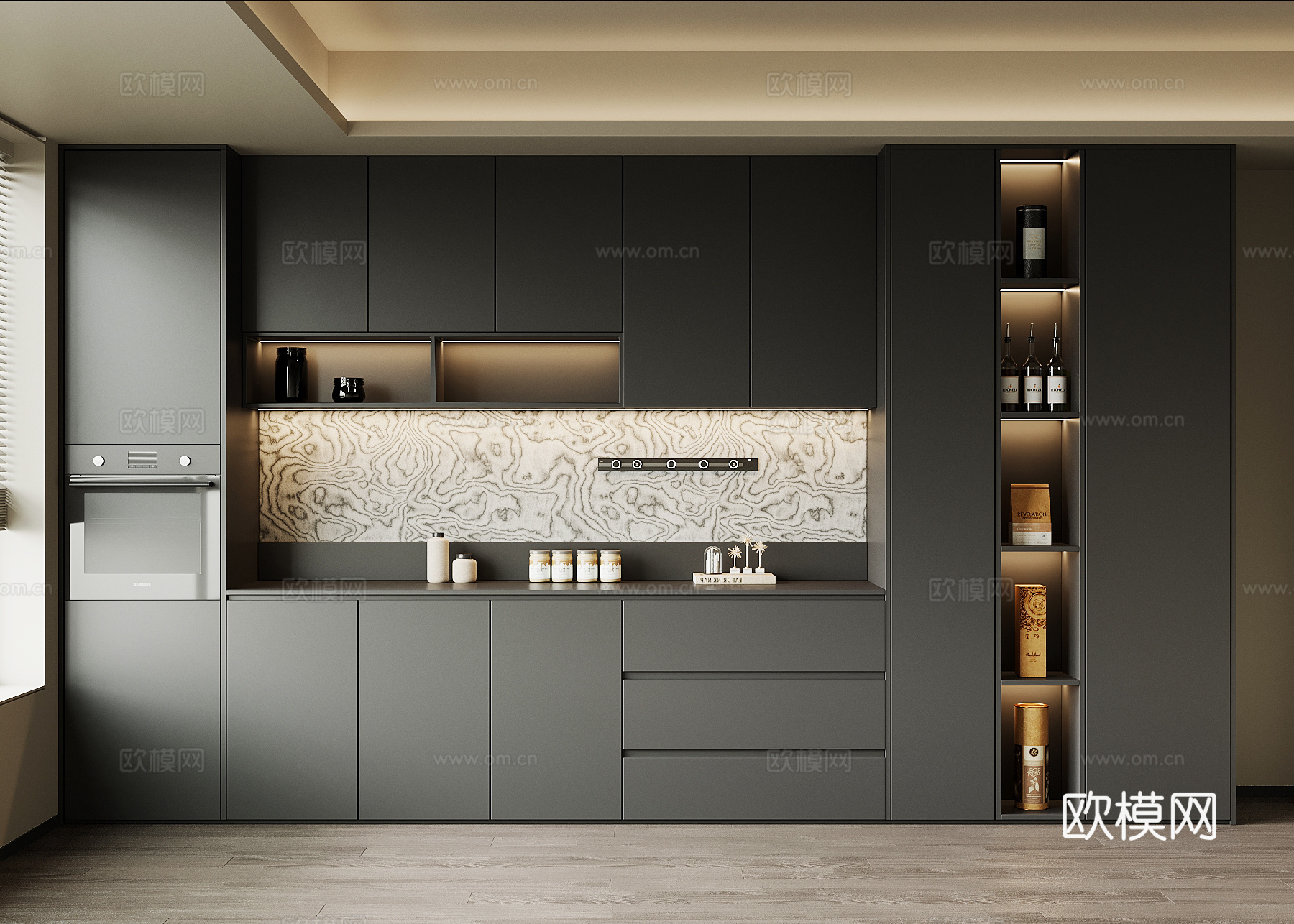 现代意式餐边柜su模型
