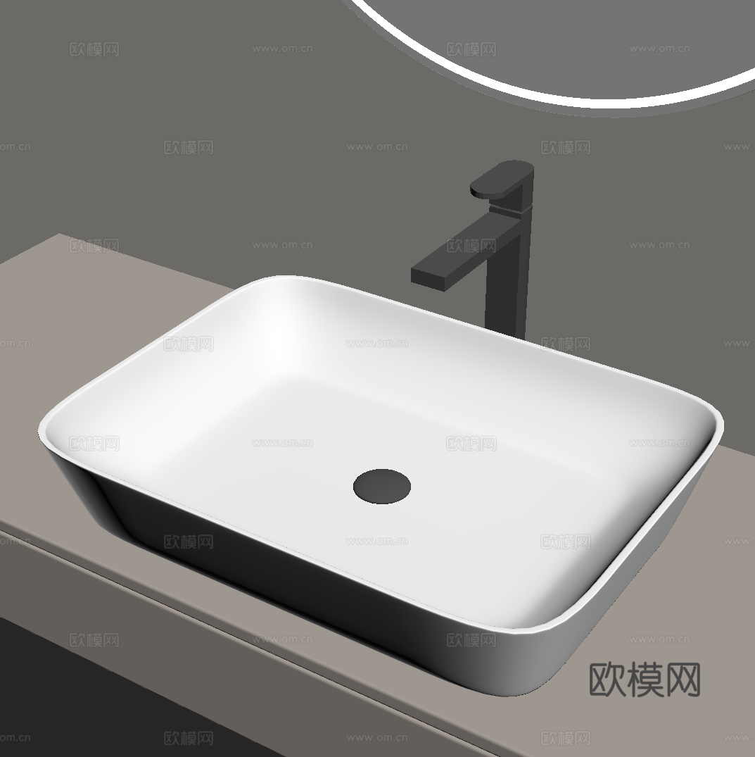 现代台盆 台上盆su模型