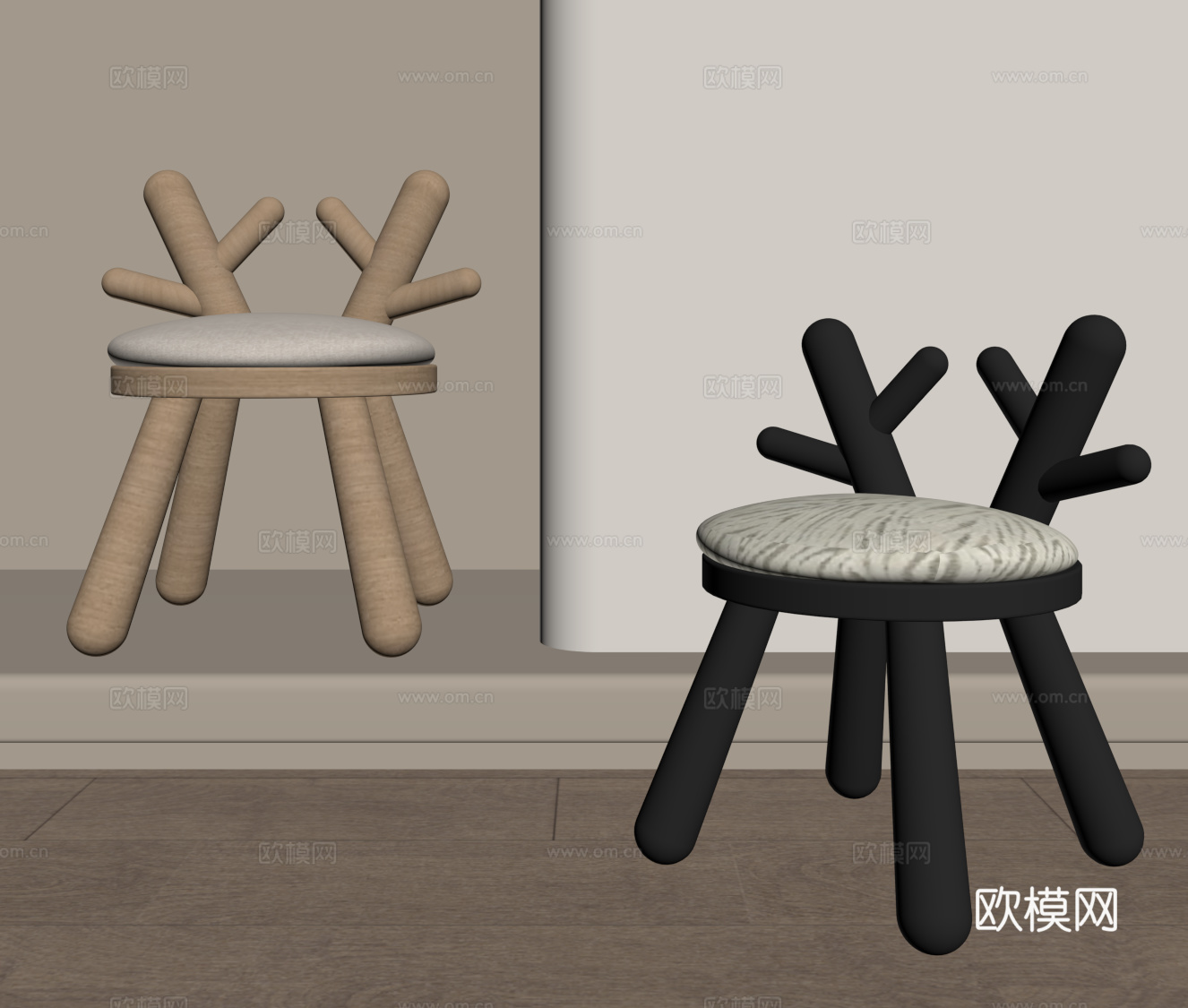 现代儿童椅su模型