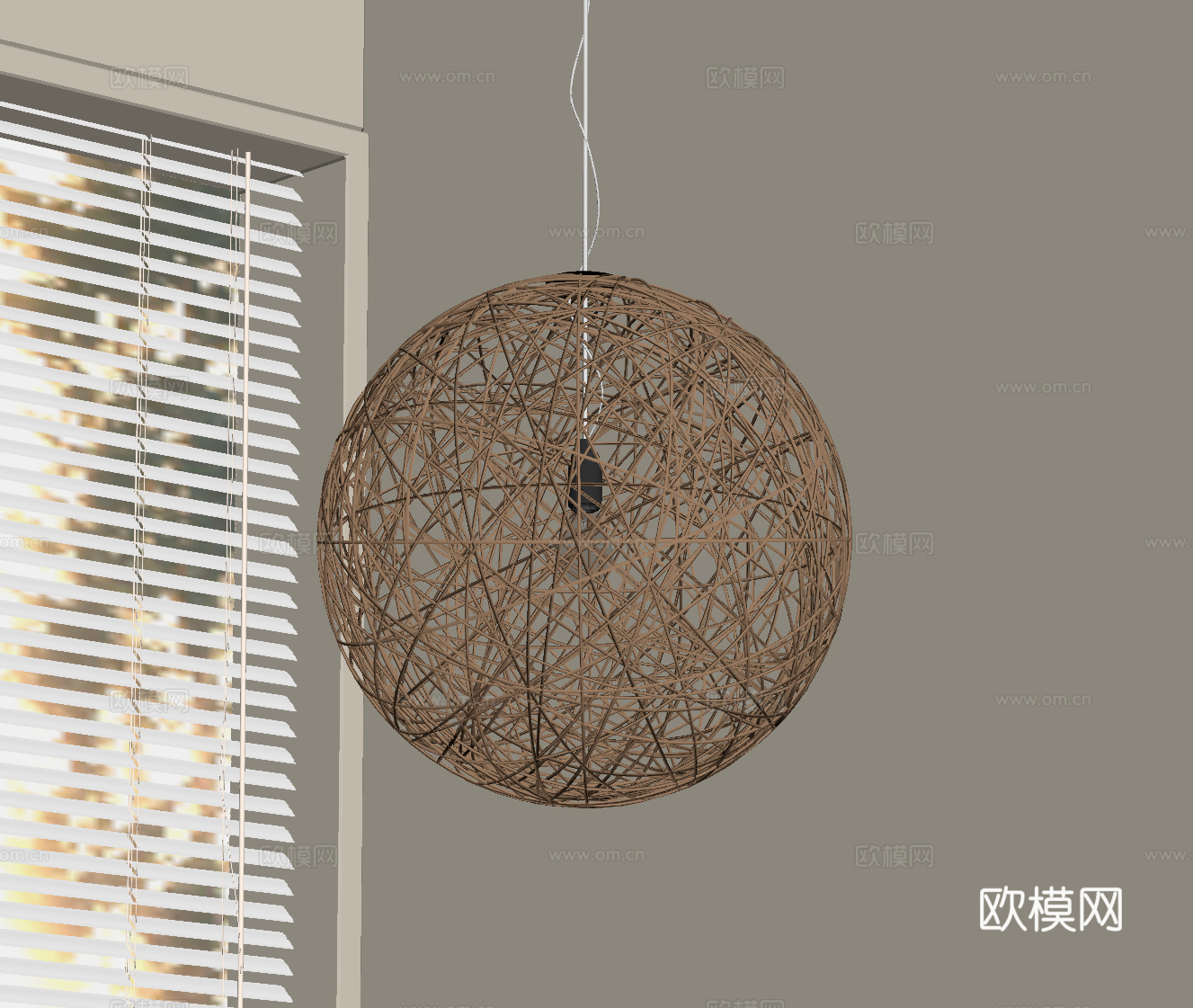 侘寂中古吊灯 藤编吊灯 餐厅吊灯su模型