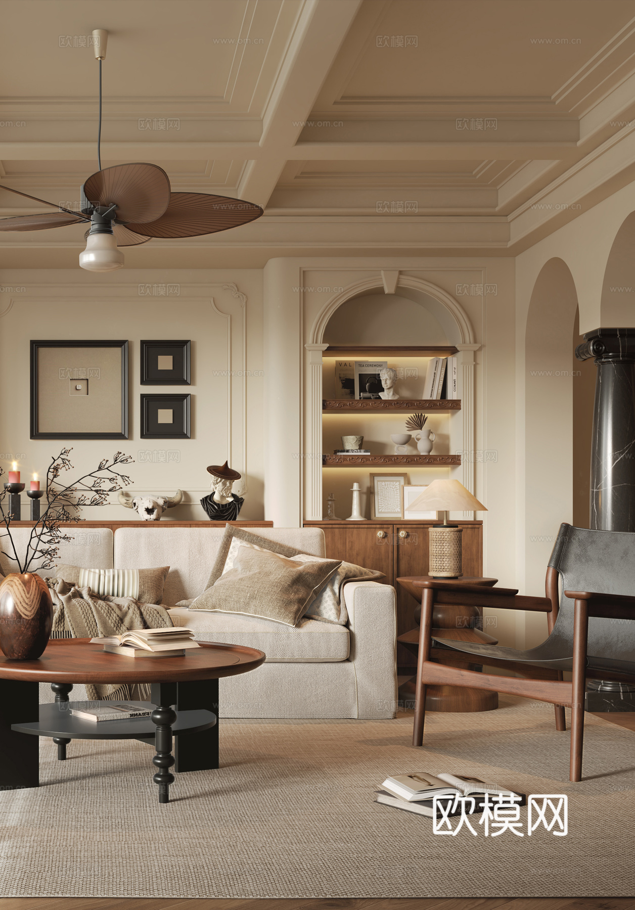 中古风客餐厅3d模型下载（渲染图5）