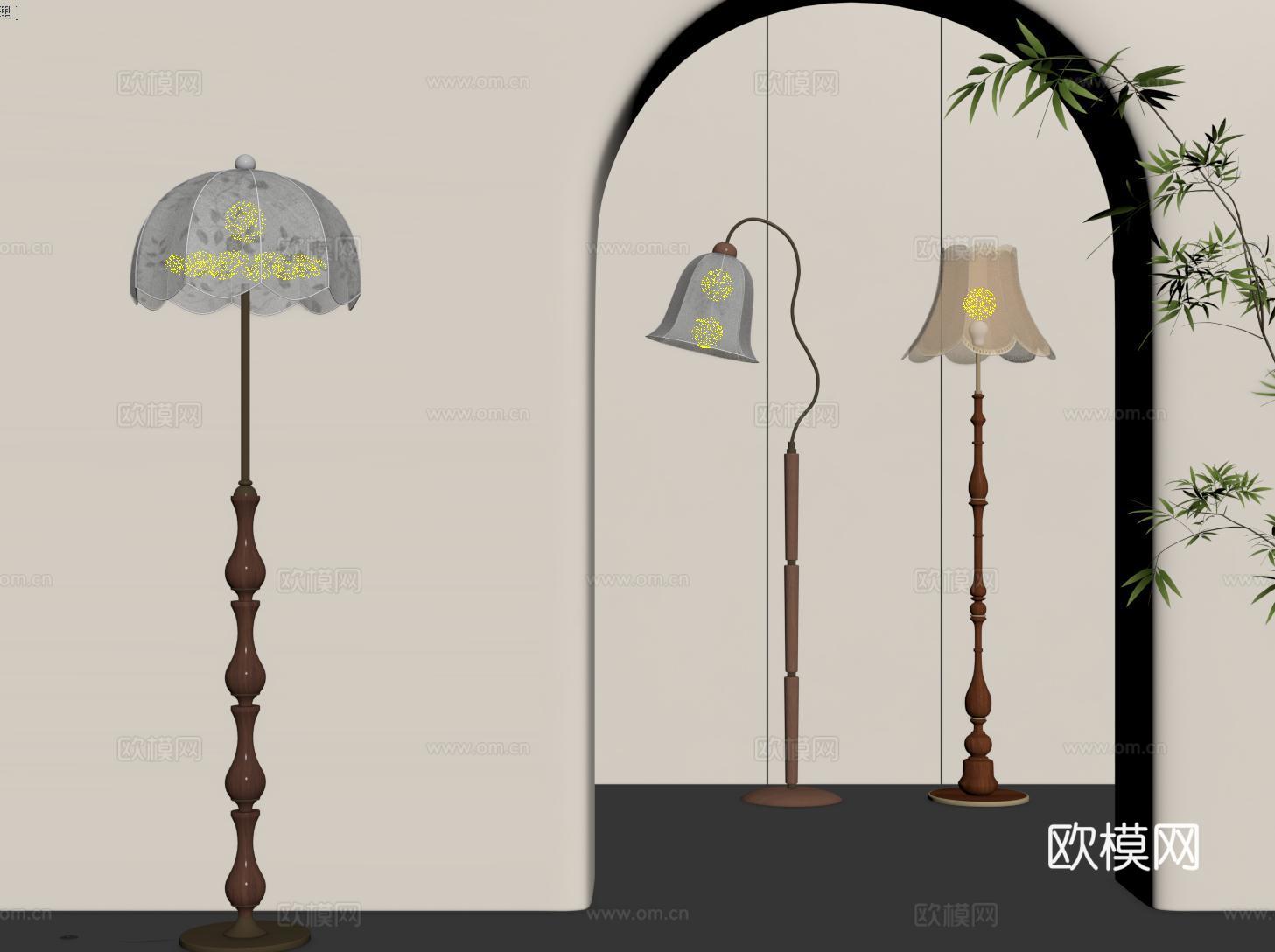 法式落地灯 复古落地灯su模型