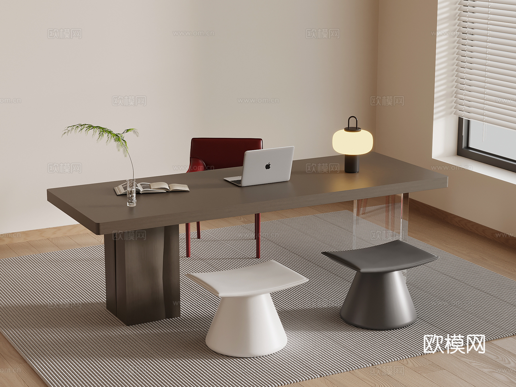 现代书桌椅 办公桌椅su模型