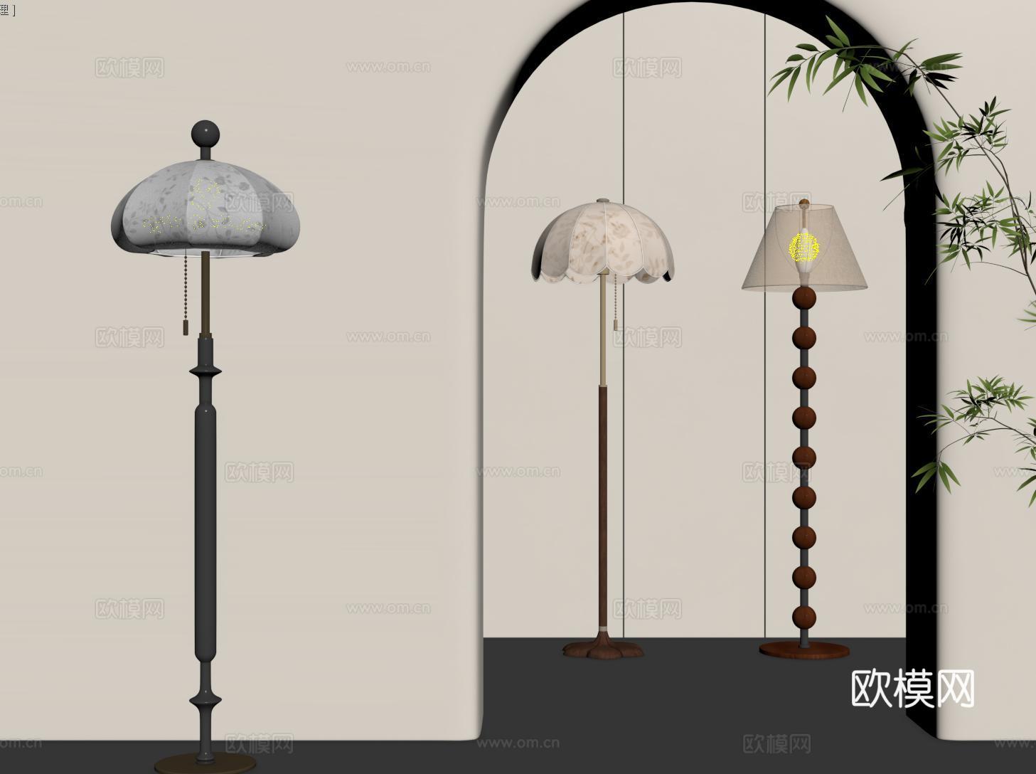 法式落地灯 复古落地灯su模型