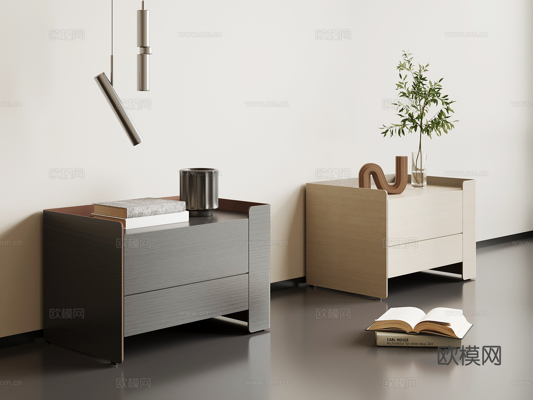 现代意式床头柜su模型