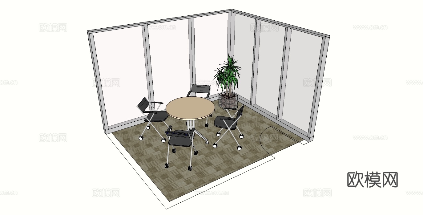 接待桌 洽谈桌su模型下载