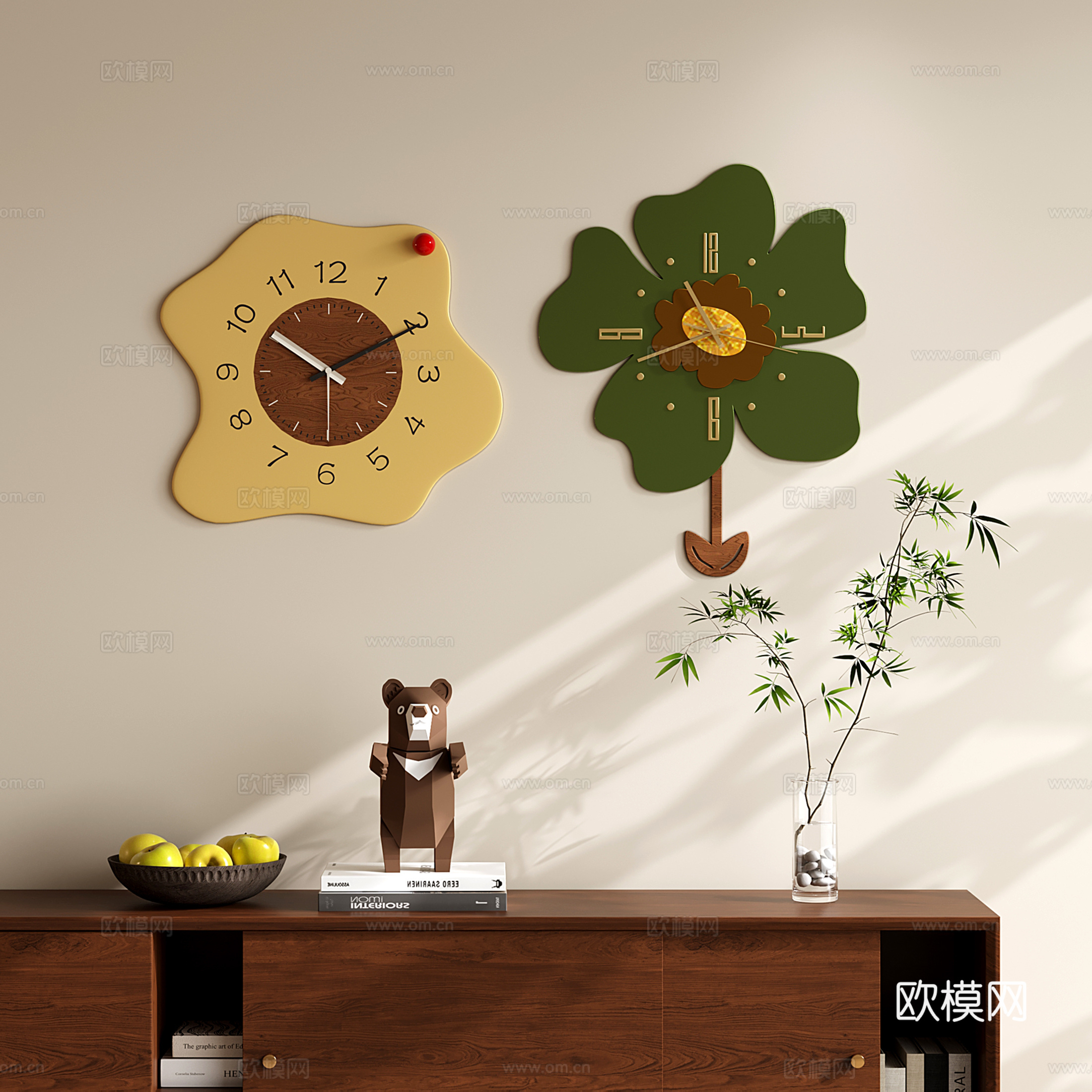 现代钟表 挂钟时钟 儿童钟表 饰品摆件su模型