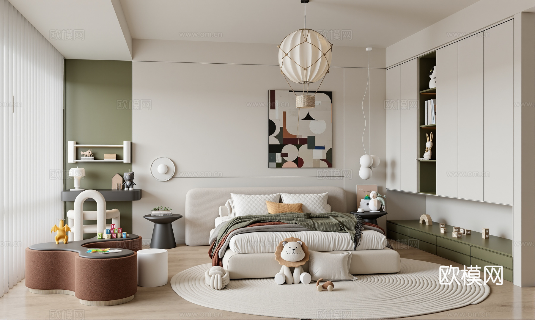 现代儿童卧室su模型