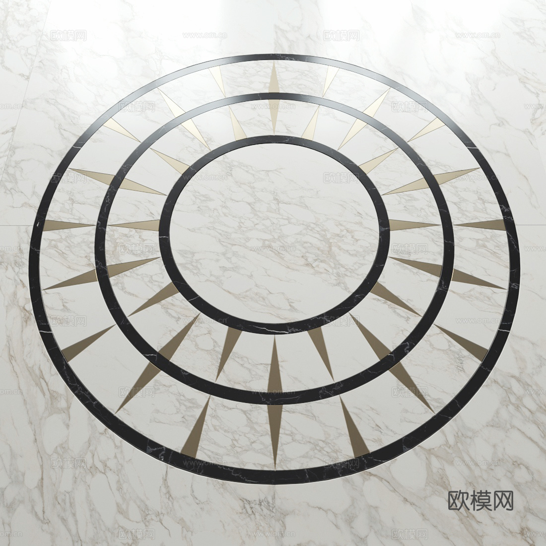 现代轻奢圆形拼花地砖3d模型下载（渲染图1）