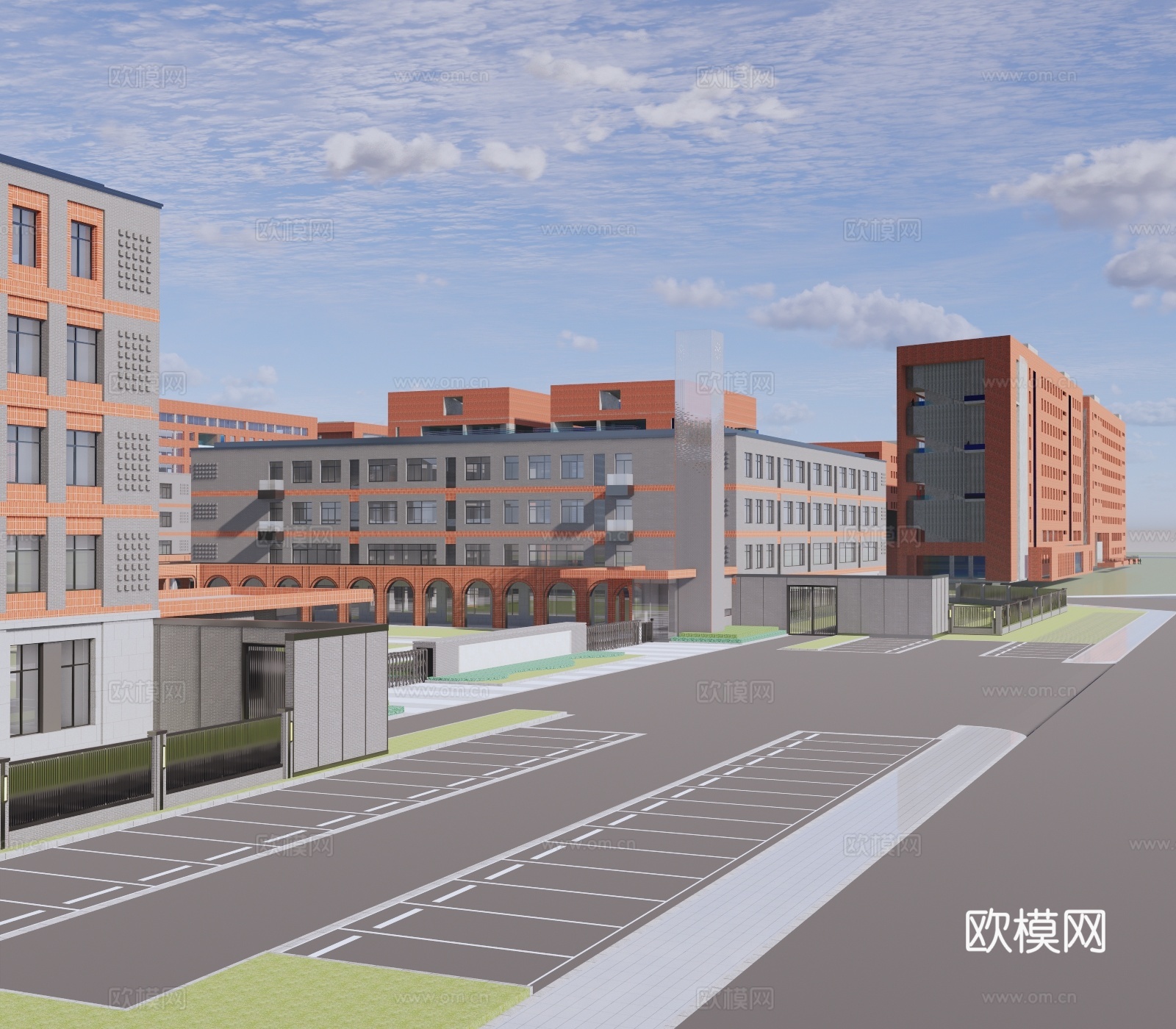 现代风格学校小学校中学校su模型