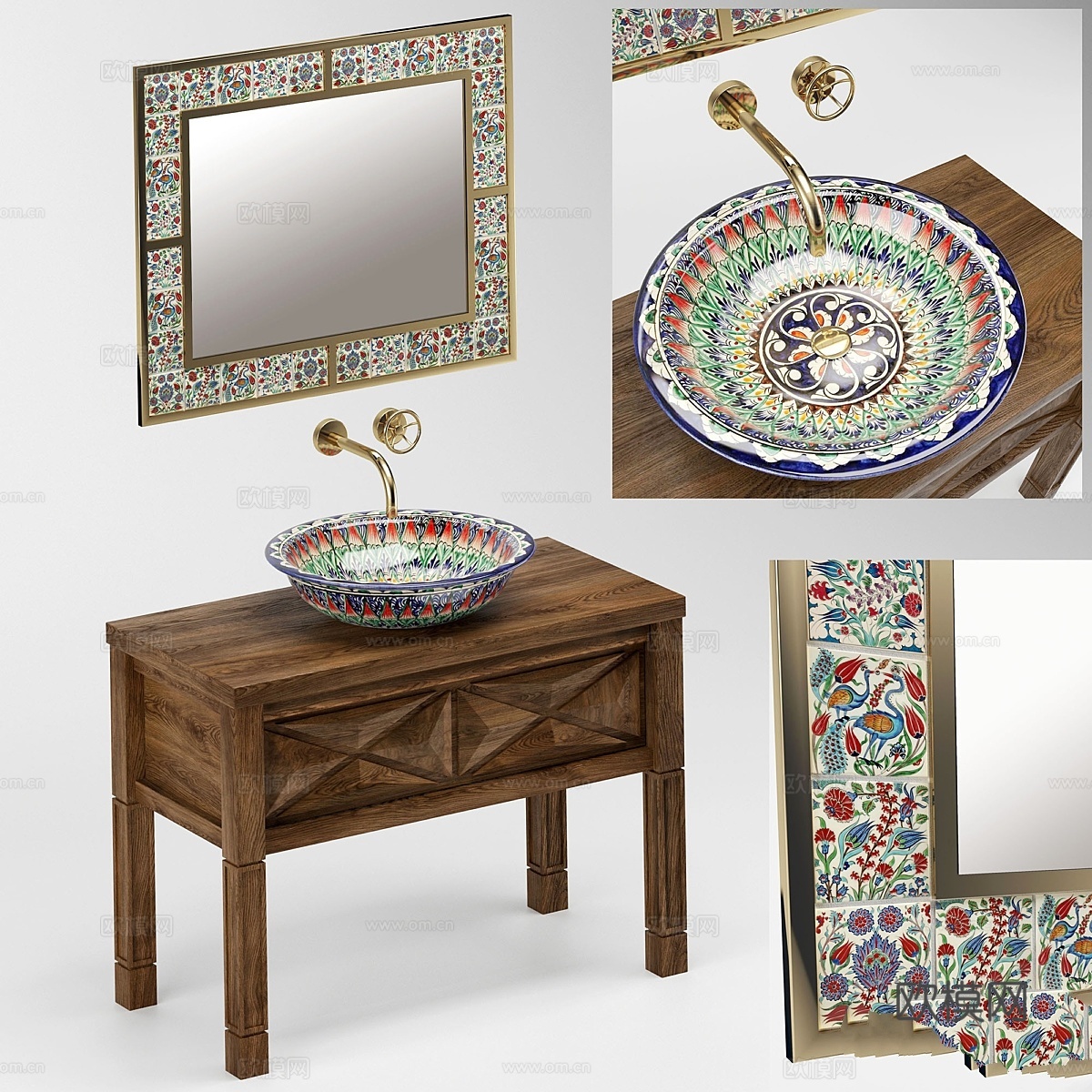 木质洗手台柜3d模型下载