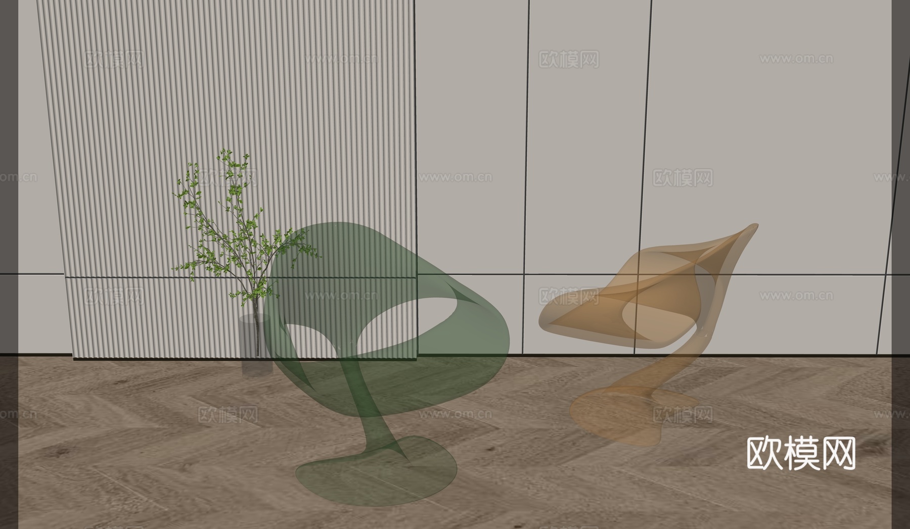 现代亚克力椅子su模型