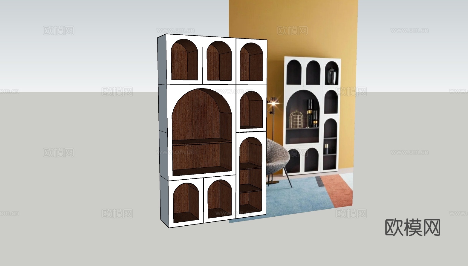 弧形储物柜子su模型