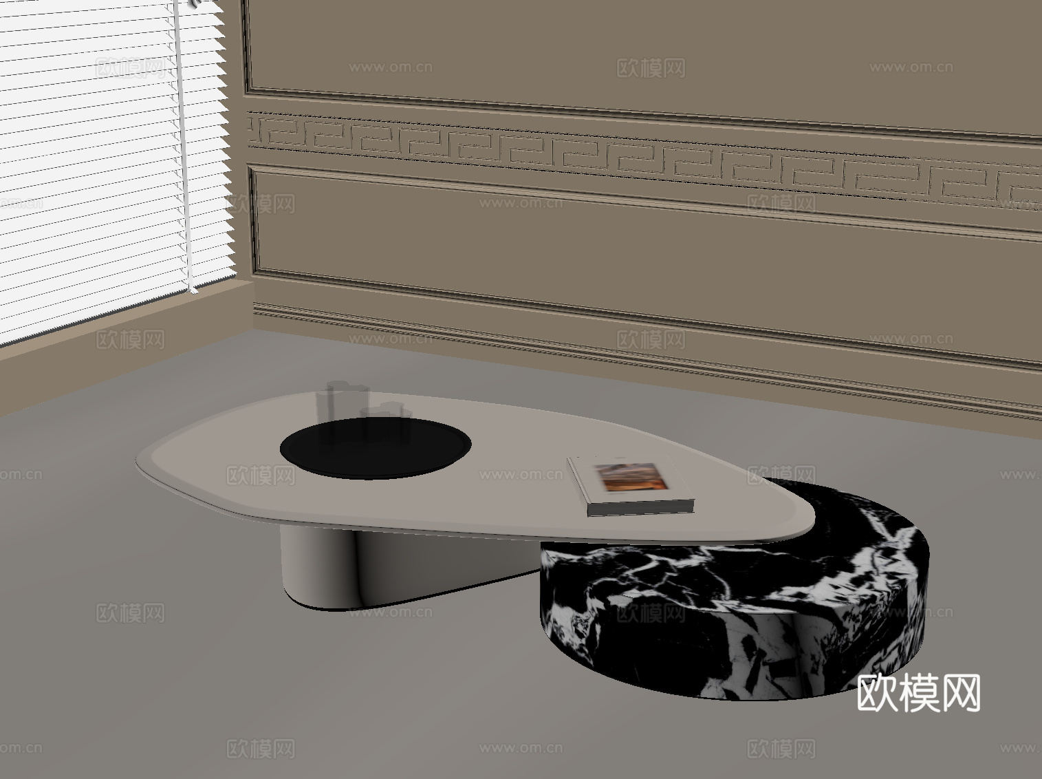 现代奶油风茶几 子母几su模型