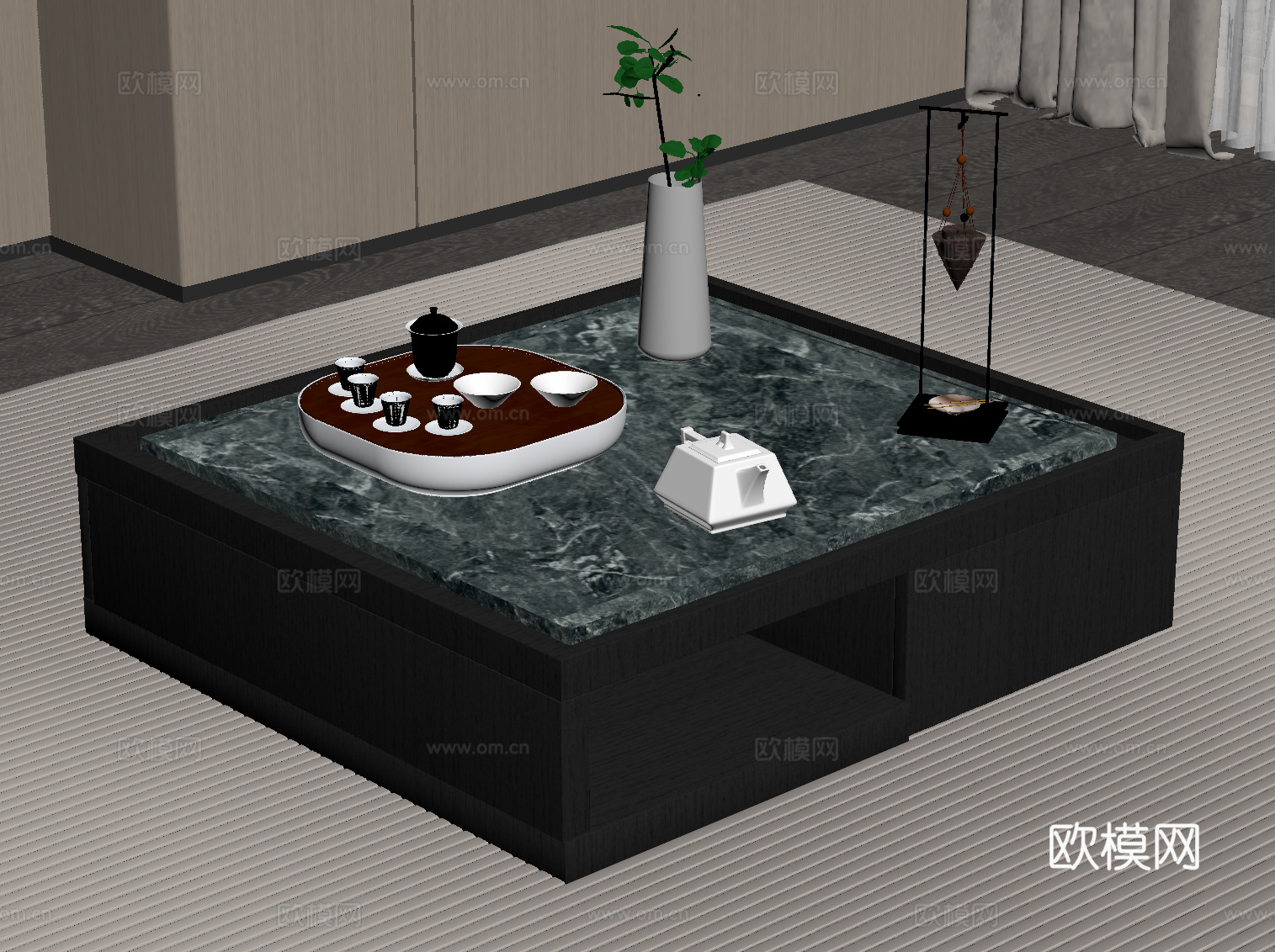 现代意式茶几 大理石茶几su模型