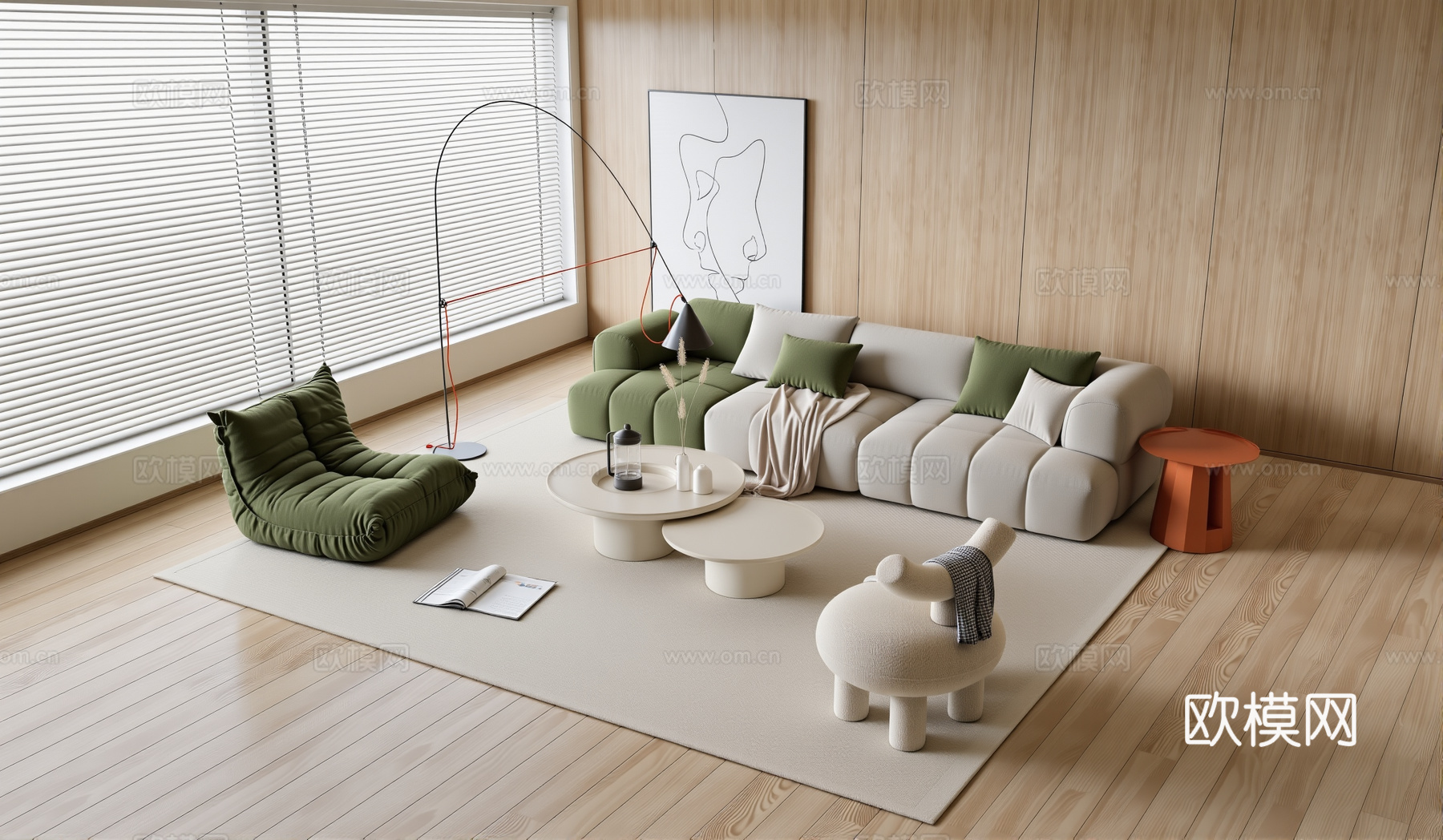 现代客厅沙发组合su模型