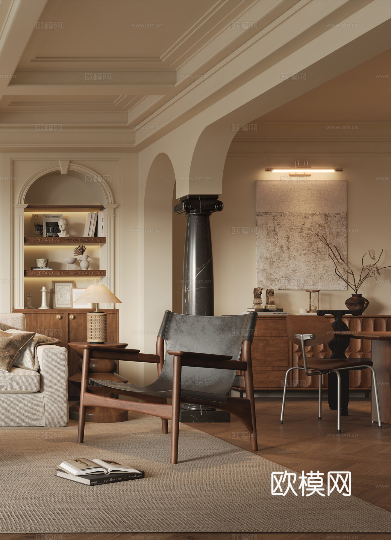 中古风客餐厅3d模型下载（渲染图6）