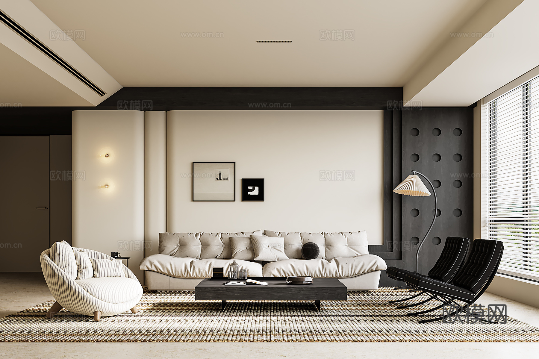 现代客厅3d模型下载