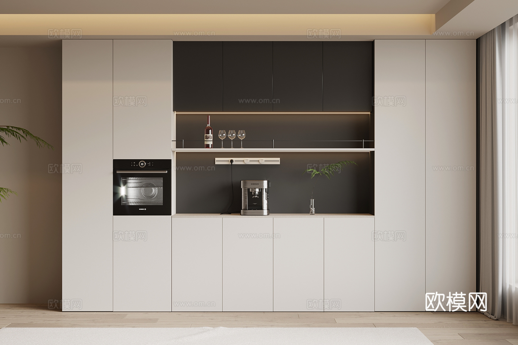 现代酒柜 餐边柜su模型