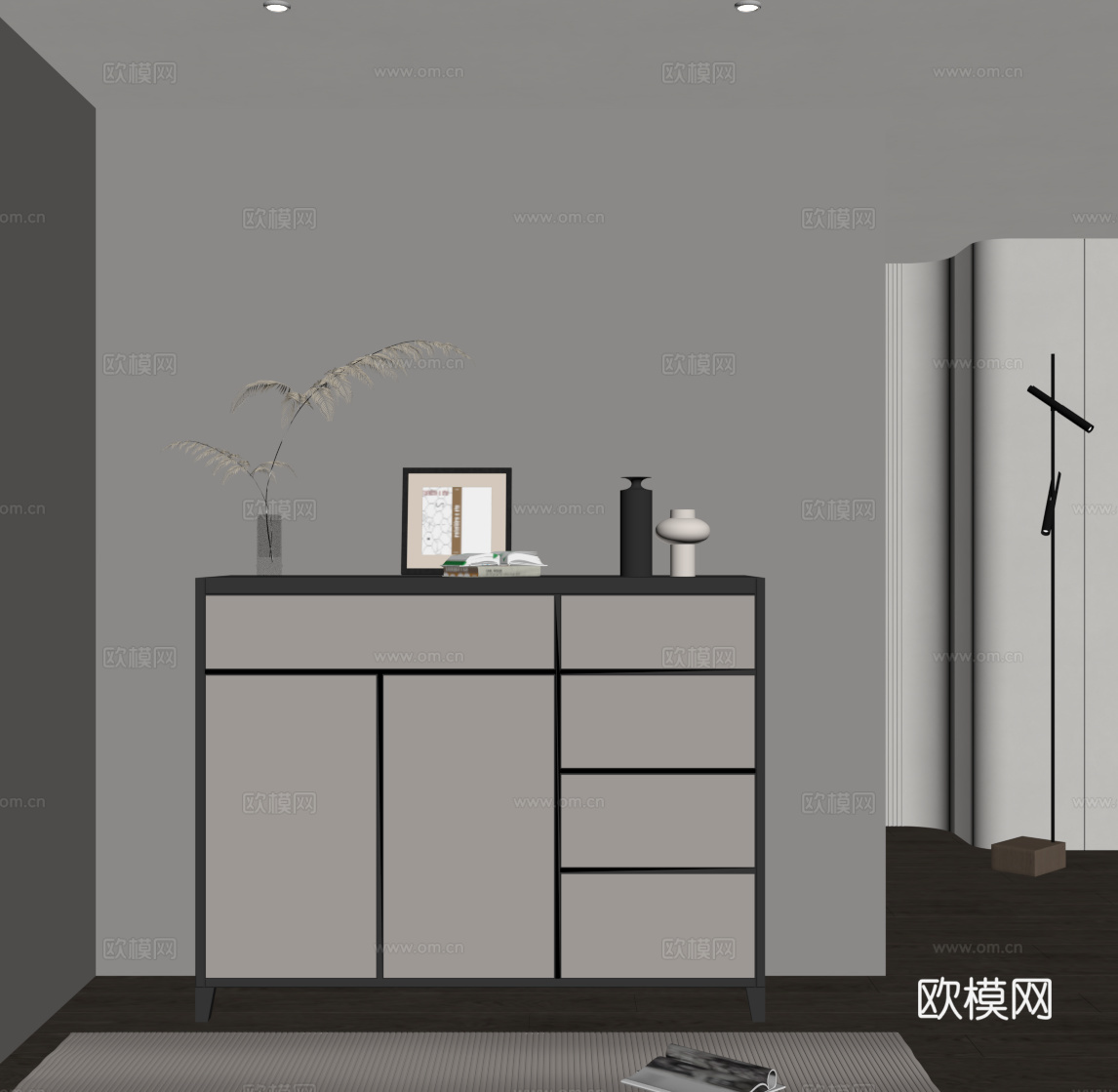 现代意式玄关柜 鞋柜su模型