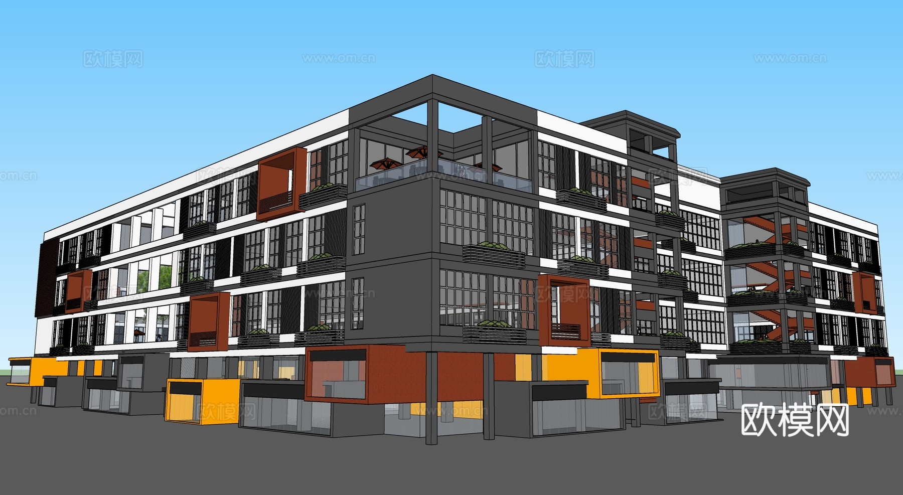 现代产业园建筑 文创建筑su模型