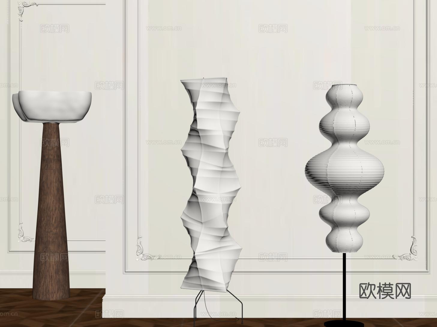 中古落地灯 奶油风落地灯 氛围灯 亚克力落地灯su模型