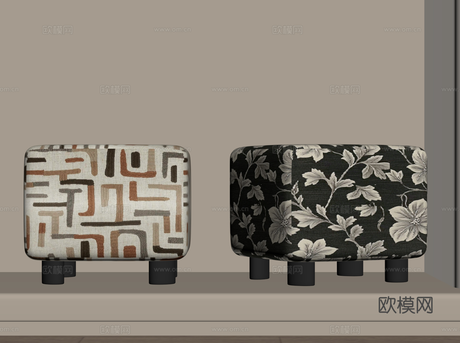 法式复古凳子 化妆凳 梳妆凳su模型