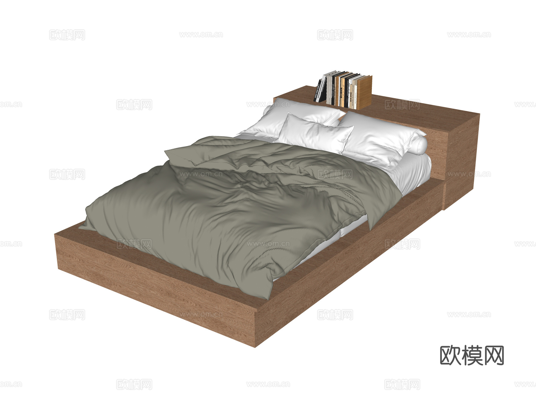 现代榻榻米床 单人床 儿童床su模型