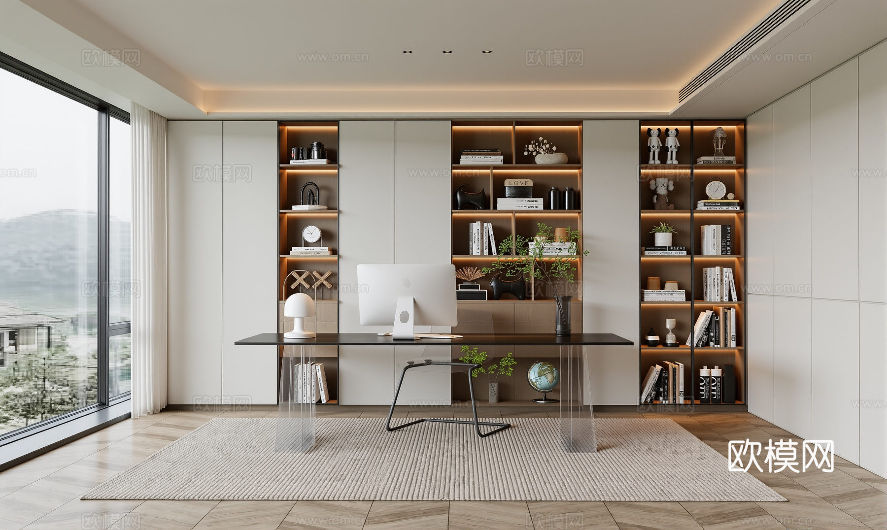 现代简约书房su模型